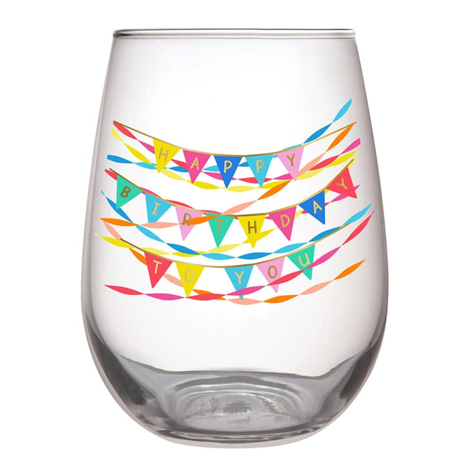 Slant Collections Stemless Wine Glass - Happy  Birthday to You