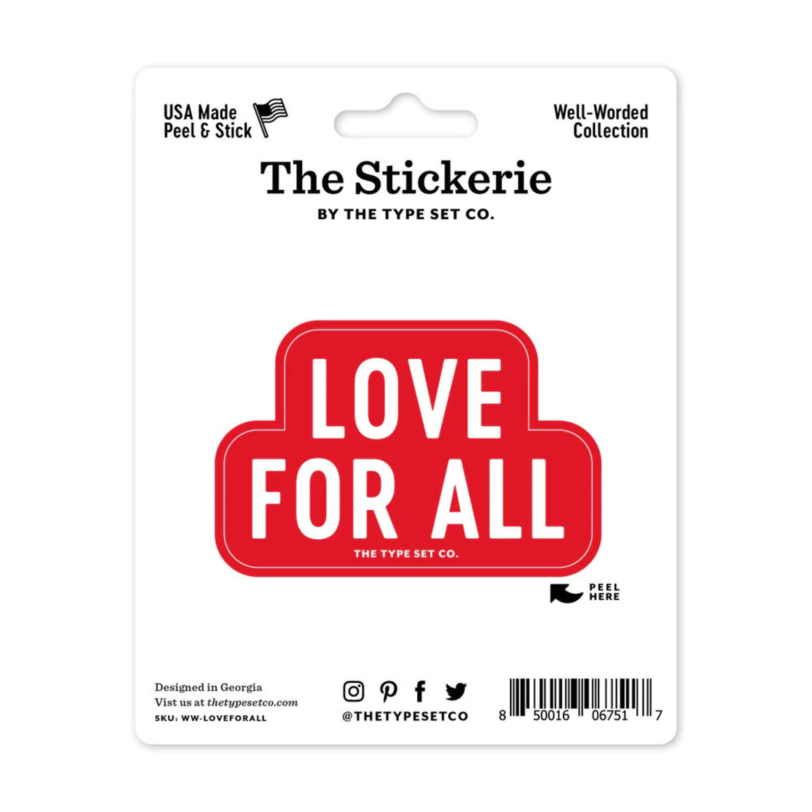 The Type Set Company Love for All Sticker