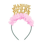 Festive Gal Hangin' with my Peeps Easter Party Crown Headband  - Gold/Pink