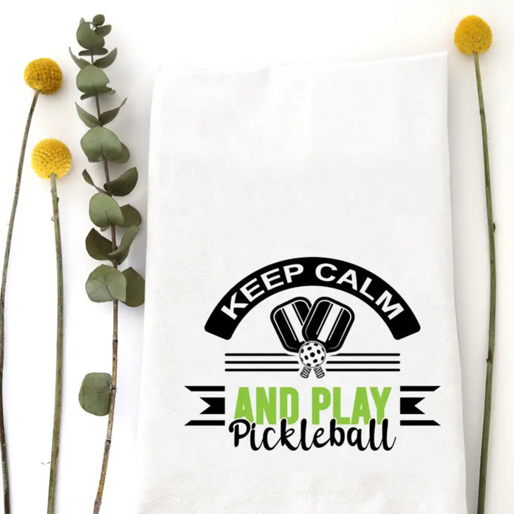 Wildwood Landing Keep Calm and Play Pickleball Tea Towel