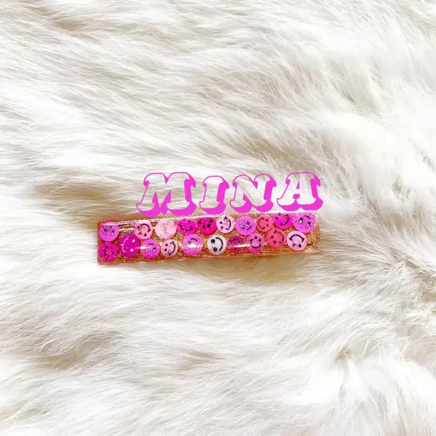 Coco's Musings Pink Smiley Faces Hair Clips - Mina