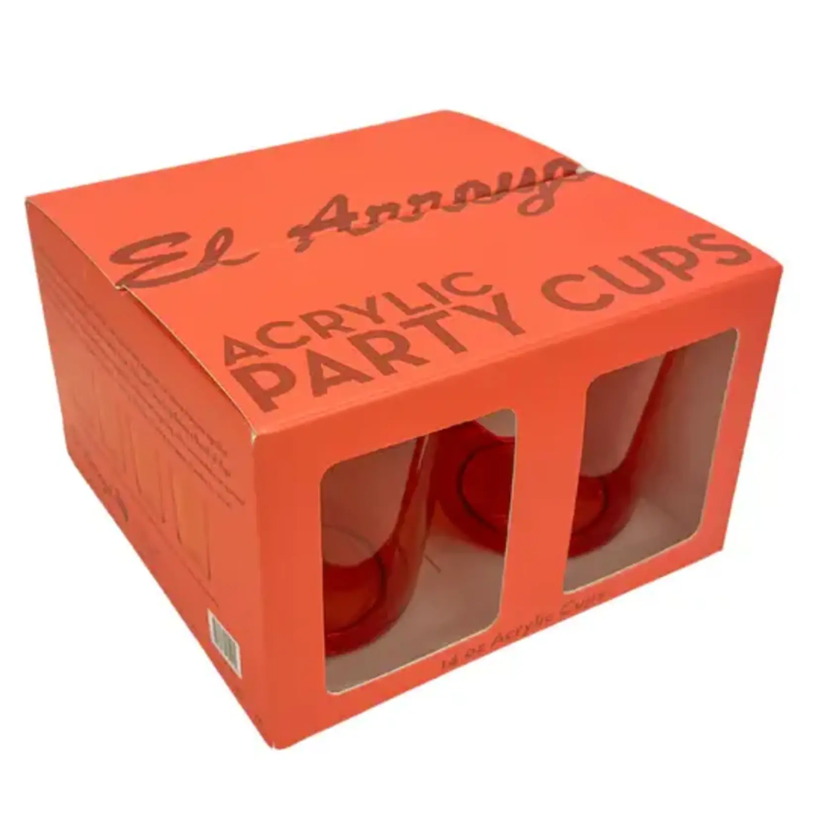 El Arroyo Set of 4 Acrylic Cups - Coral