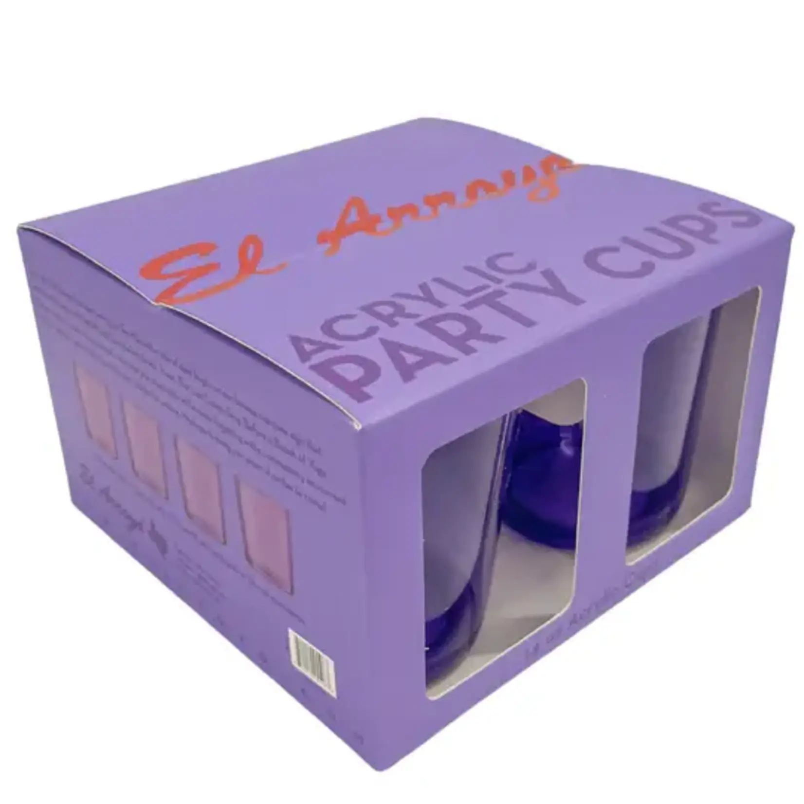 El Arroyo Set of 4 Acrylic Cups - Purple