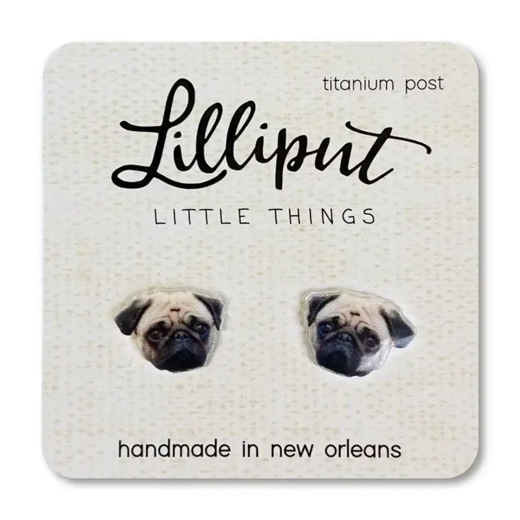 Lilliput Little Things Pug Dog Earrings