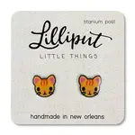 Lilliput Little Things Kitty Cat Earrings - Orange