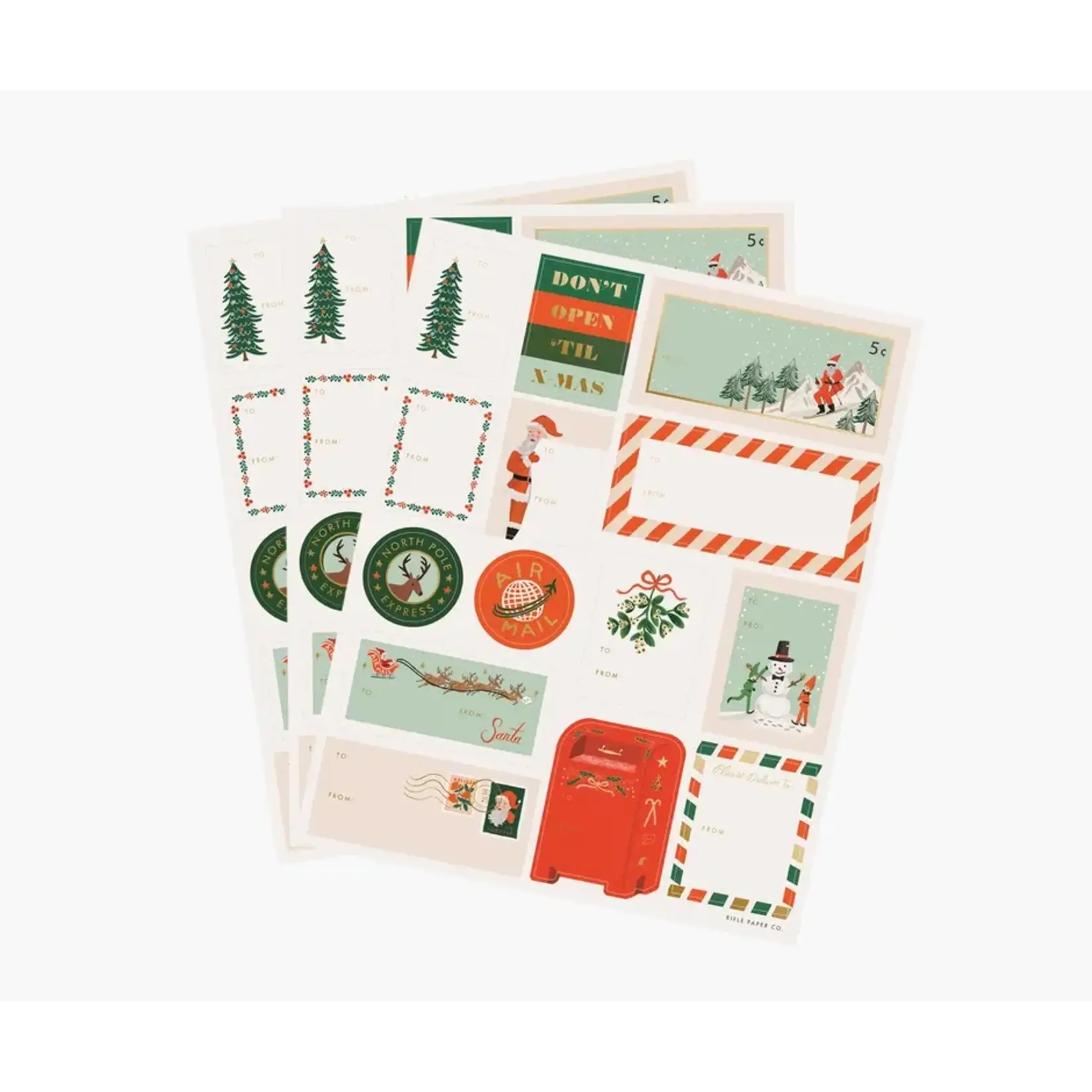 Rifle Paper Co. Pack of 3 Santa's Workshop Stickers & Labels