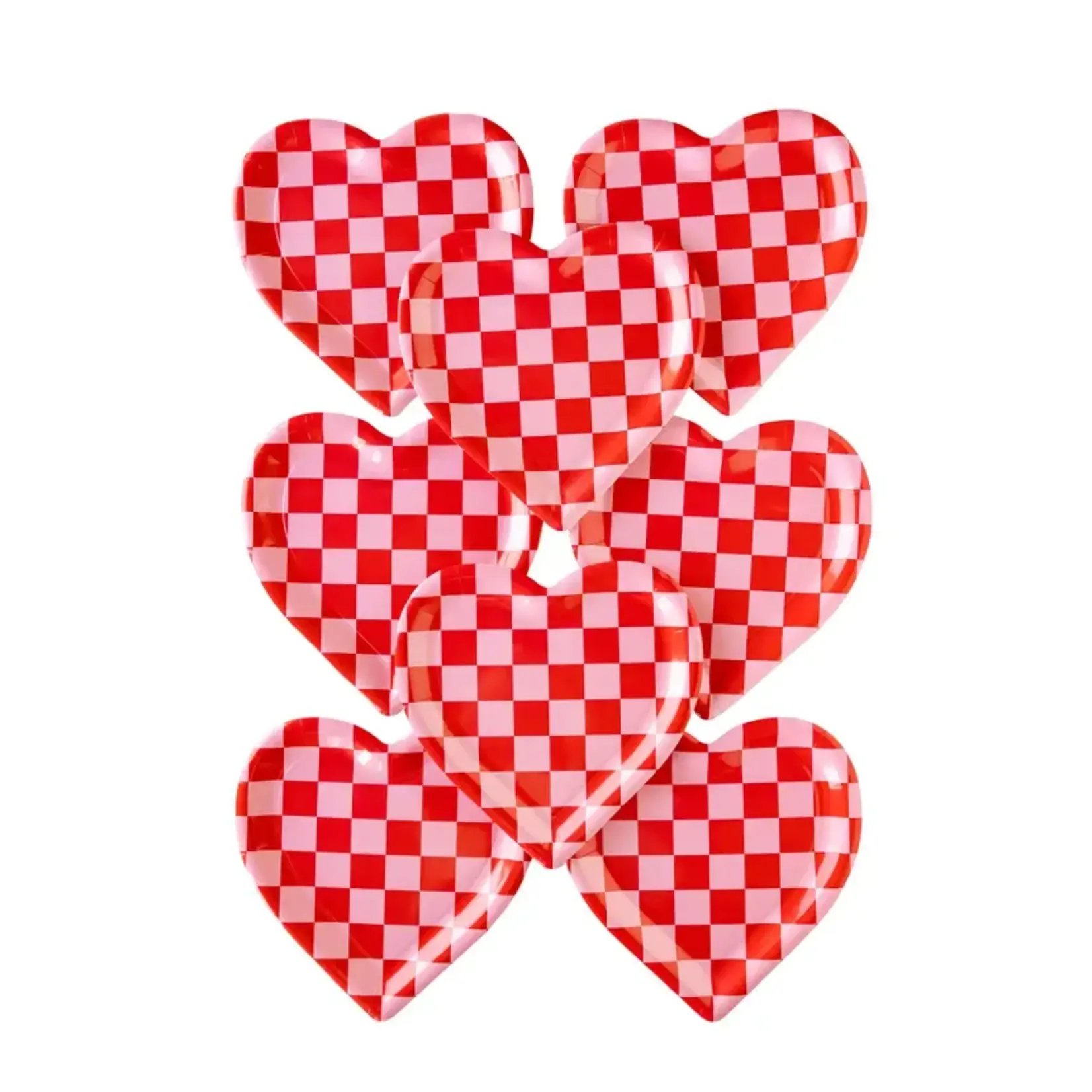 Checkered Heart Shaped Paper Plate - Village Cheer