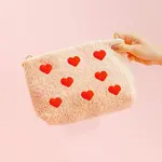 The Darling Effect Pink Teddy Pouch - Hearts