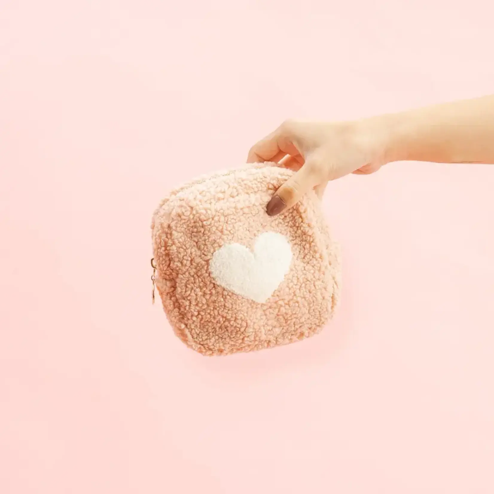 The Darling Effect Pink Square Teddy Pouch - Heart