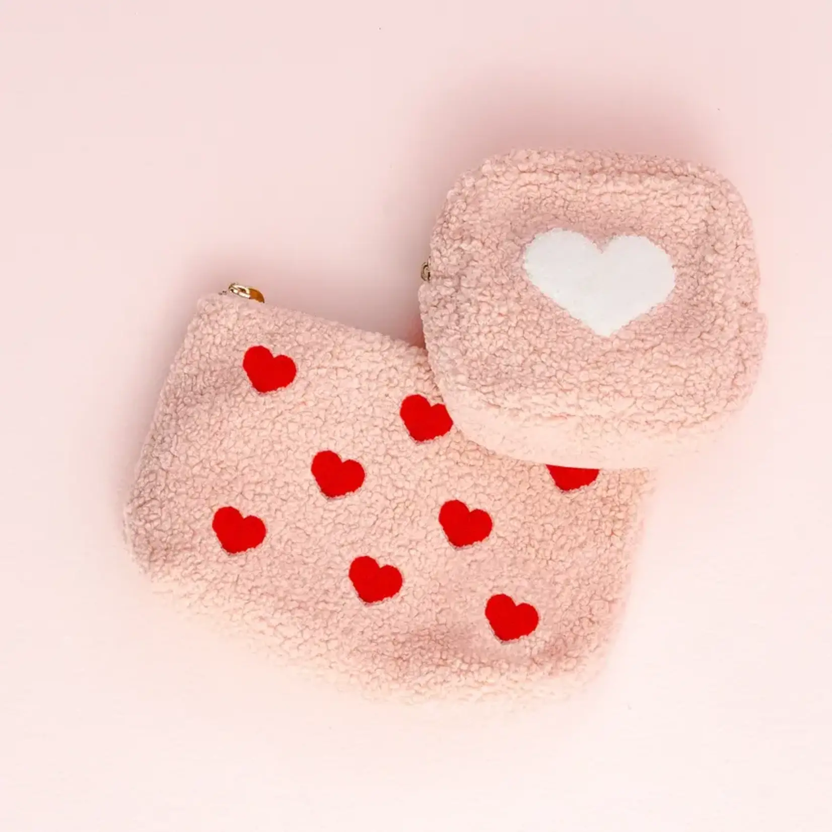 The Darling Effect Pink Square Teddy Pouch - Heart