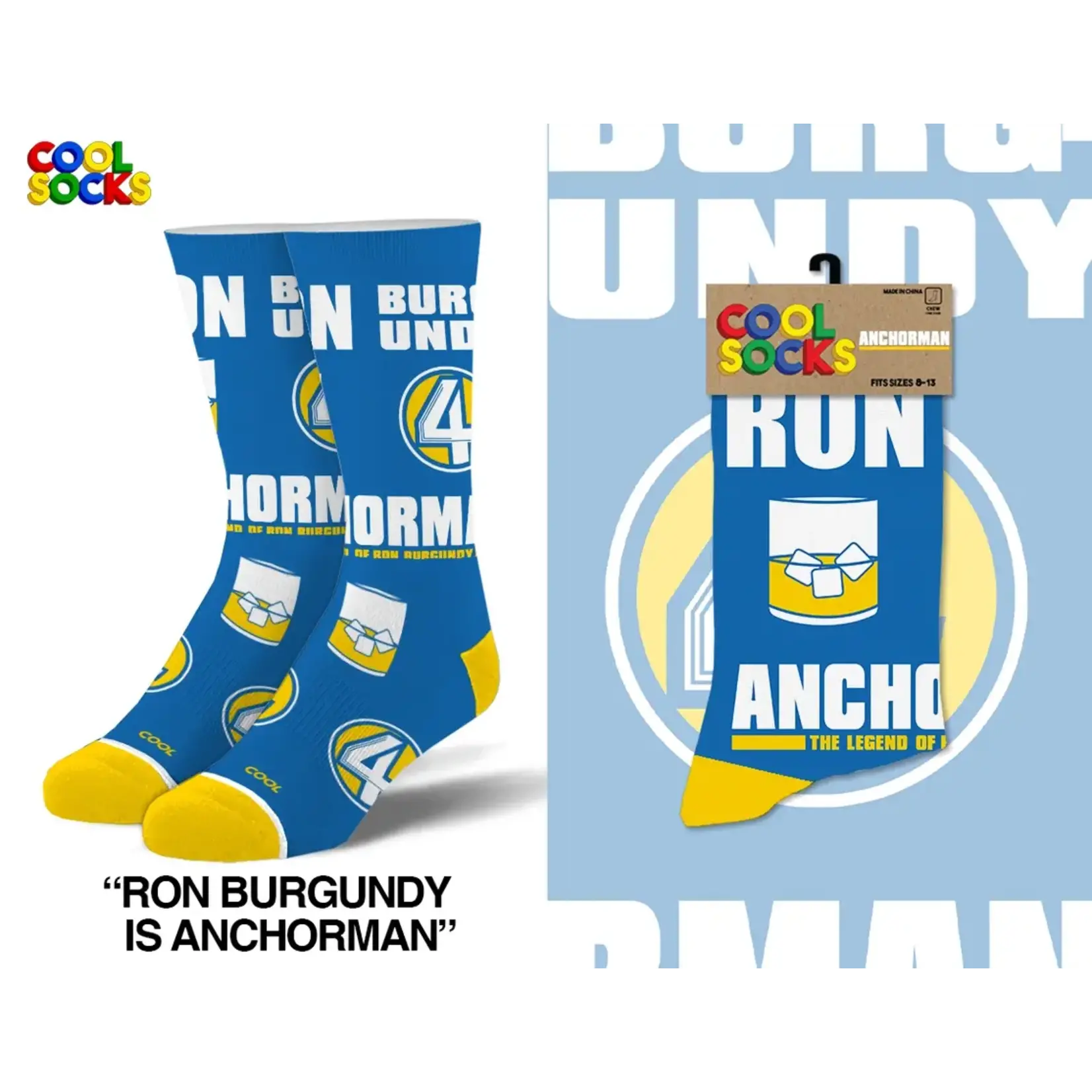 Cool Socks Ron Burgundy - Crew Sock