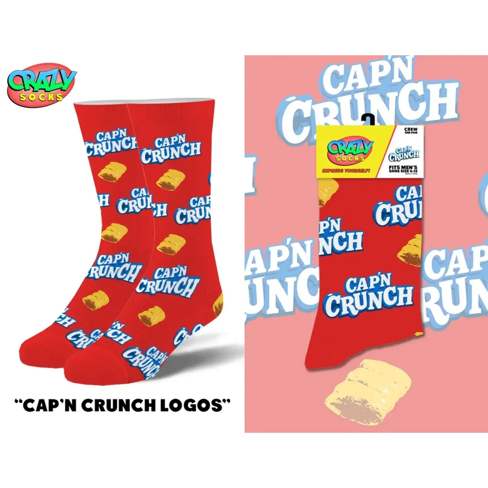 Crazy Socks Capn Crunch Logos - Crew Socks