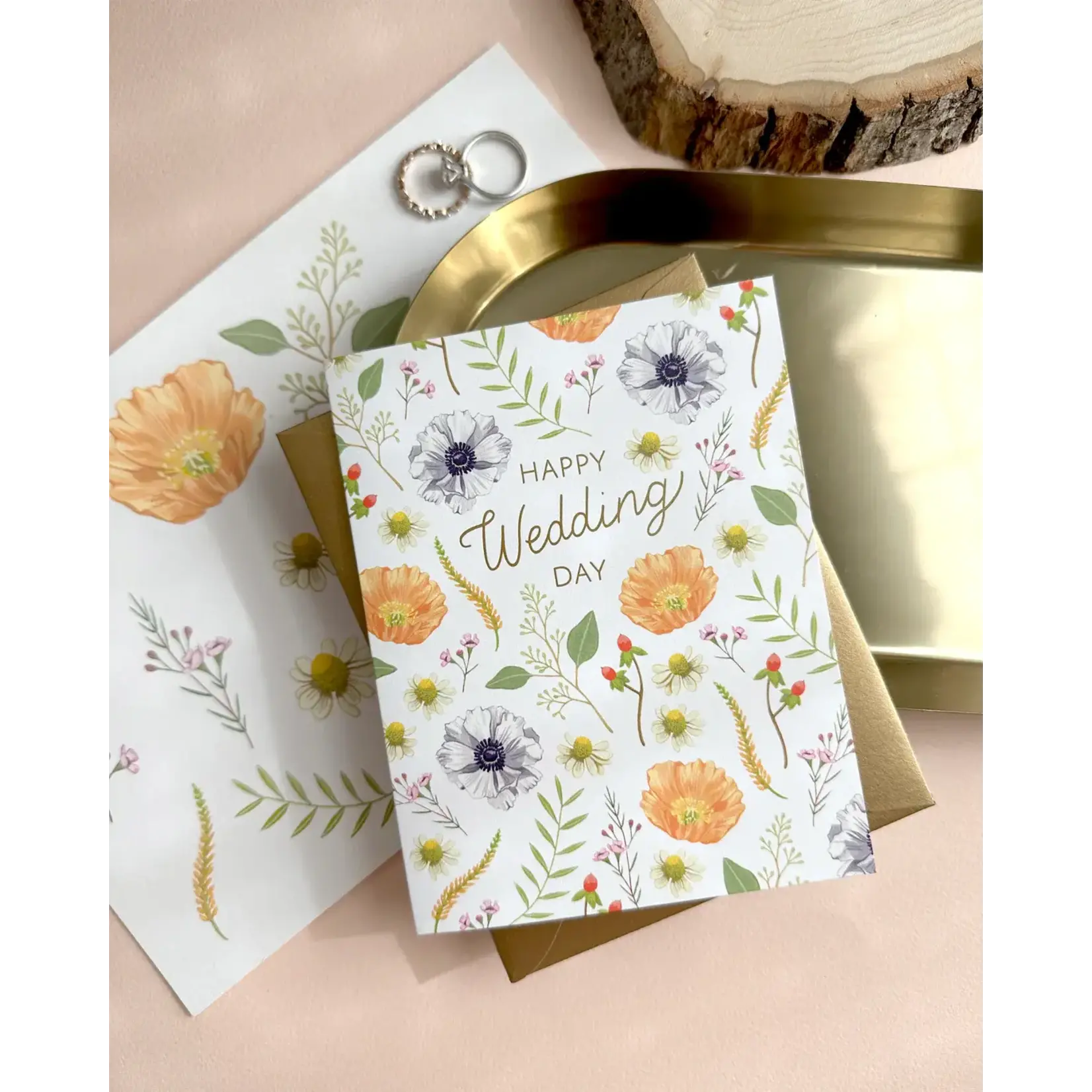 Yeppie Paper Flower Wedding Day Card