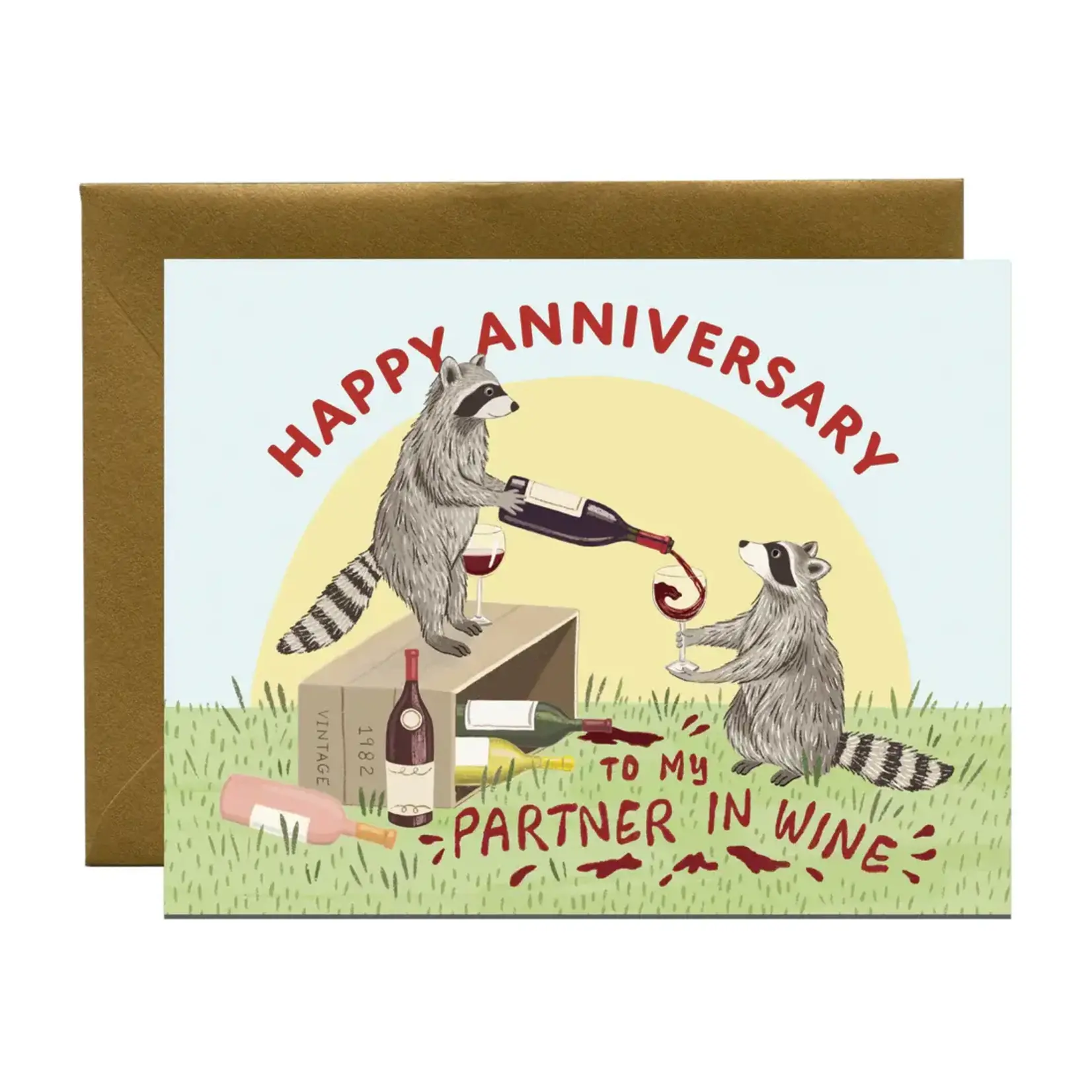 Yeppie Paper Partner in Wine Anniv Card