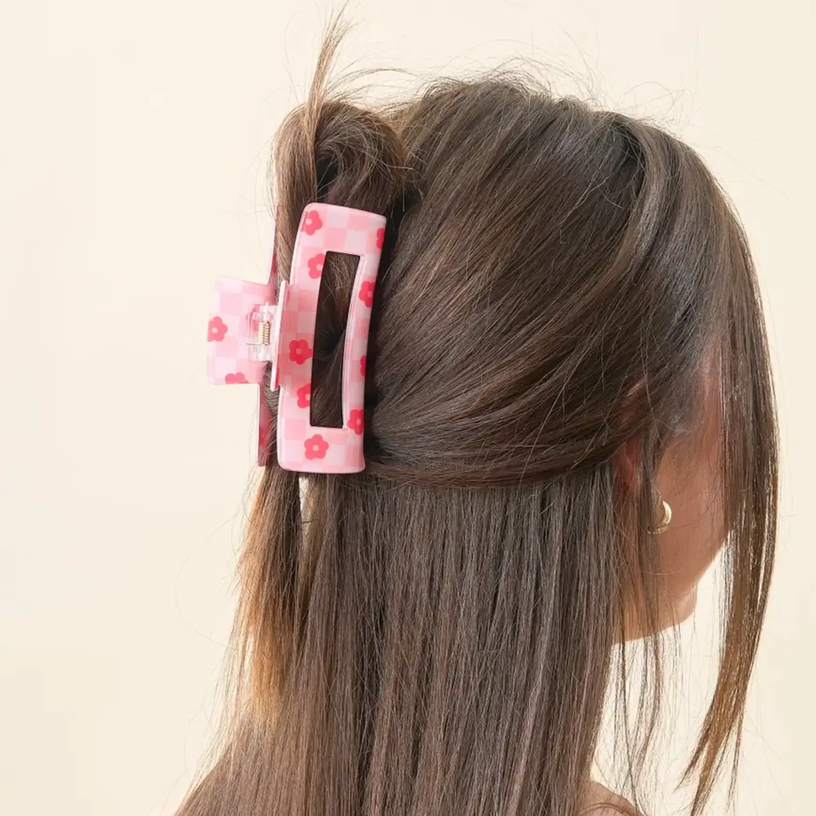 The Darling Effect Claw Clip - Check Hot Pink