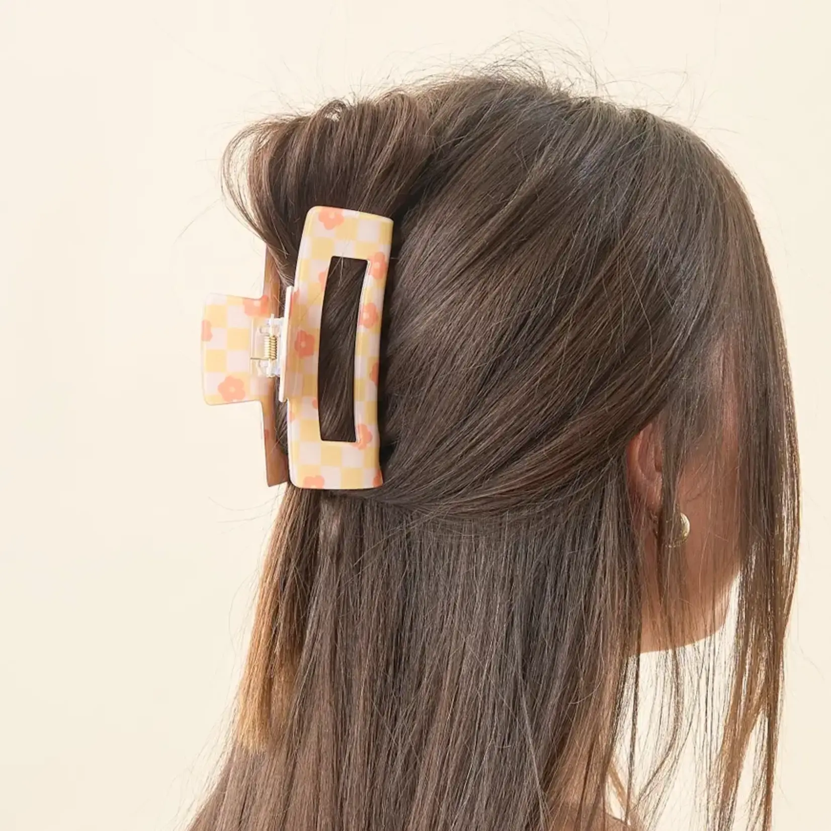 The Darling Effect Claw Clip - Check Peach