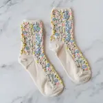 Tiepology Floral Romantic Socks - Oatmeal
