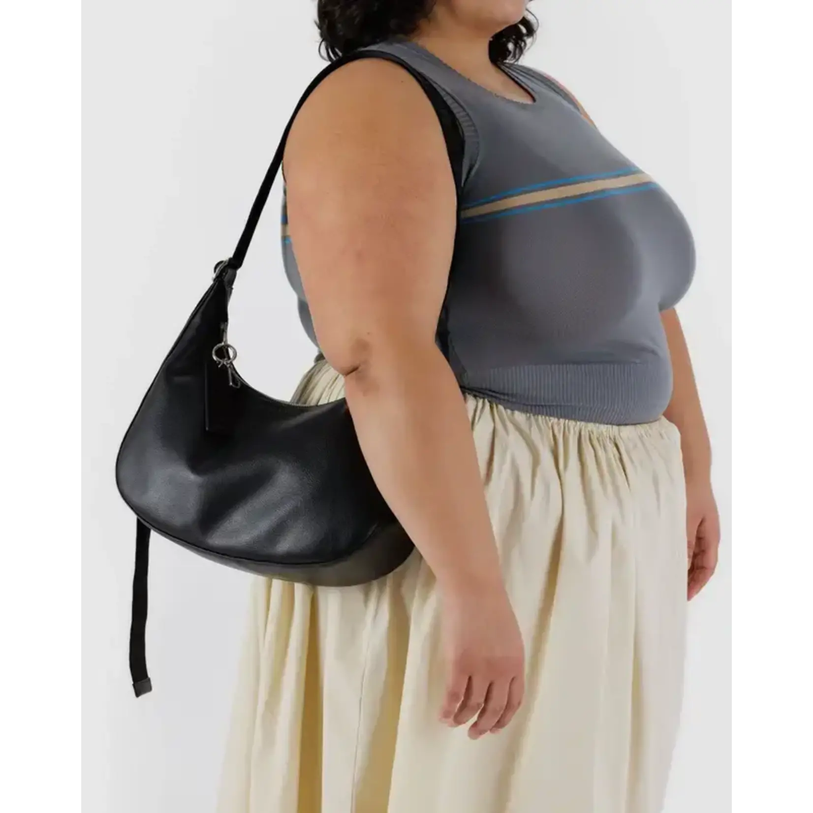 Baggu Medium Recycled Leather Crescent Bag - Black