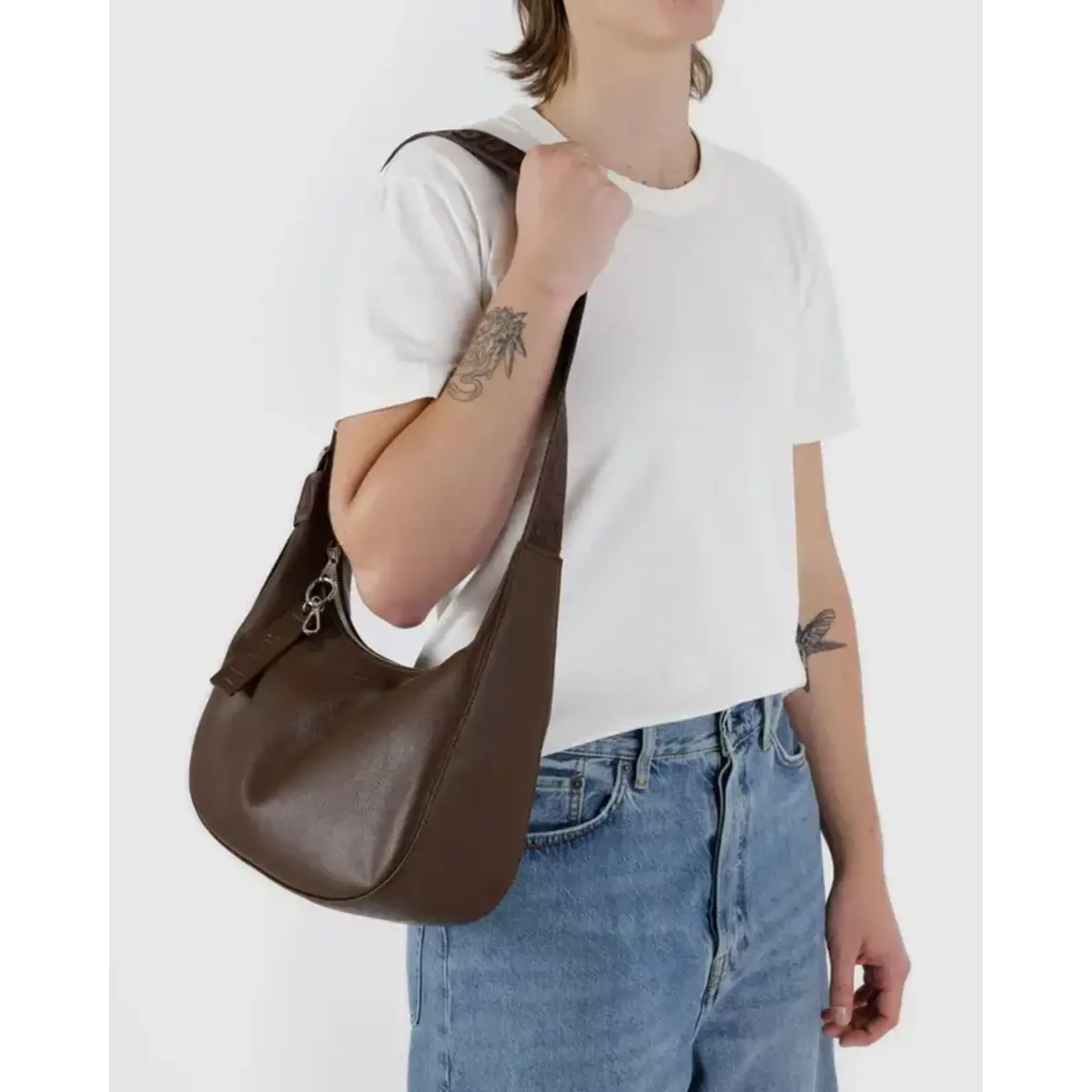 Baggu Medium Recycled Leather Crescent Bag - Brown