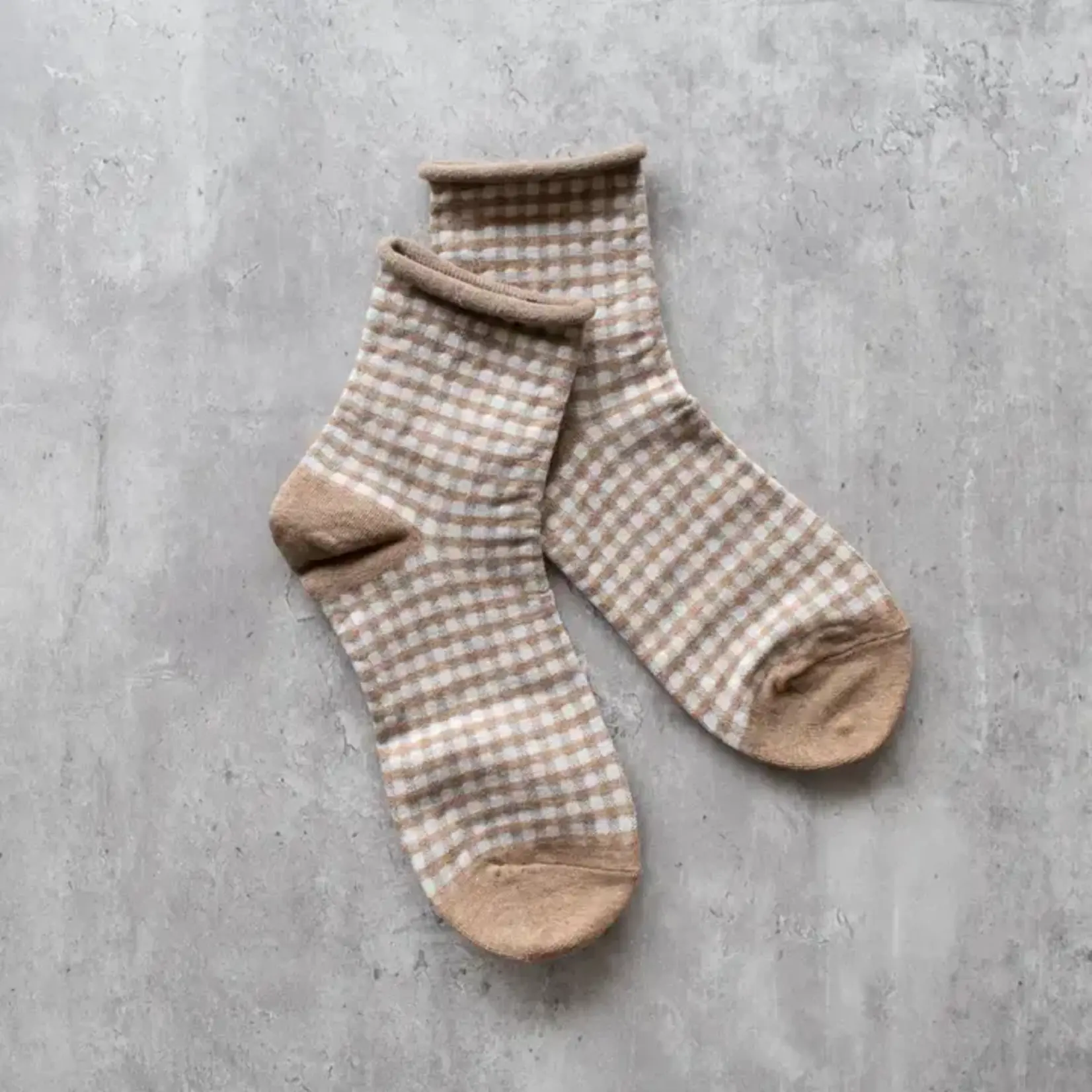 Tiepology Picnic Mid Crew Socks - Mocha