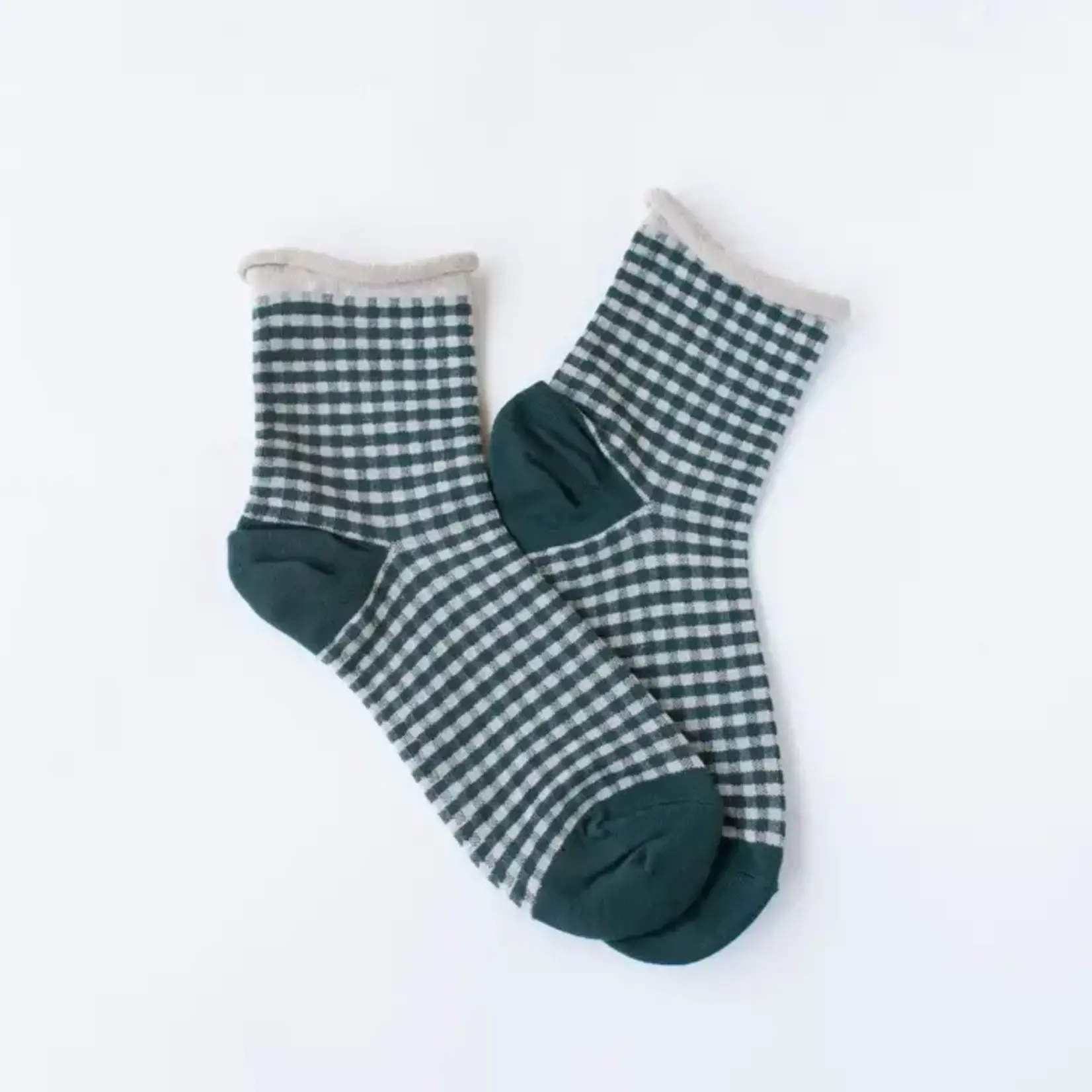 Tiepology Picnic Mid Crew Socks - Oatmeal Green