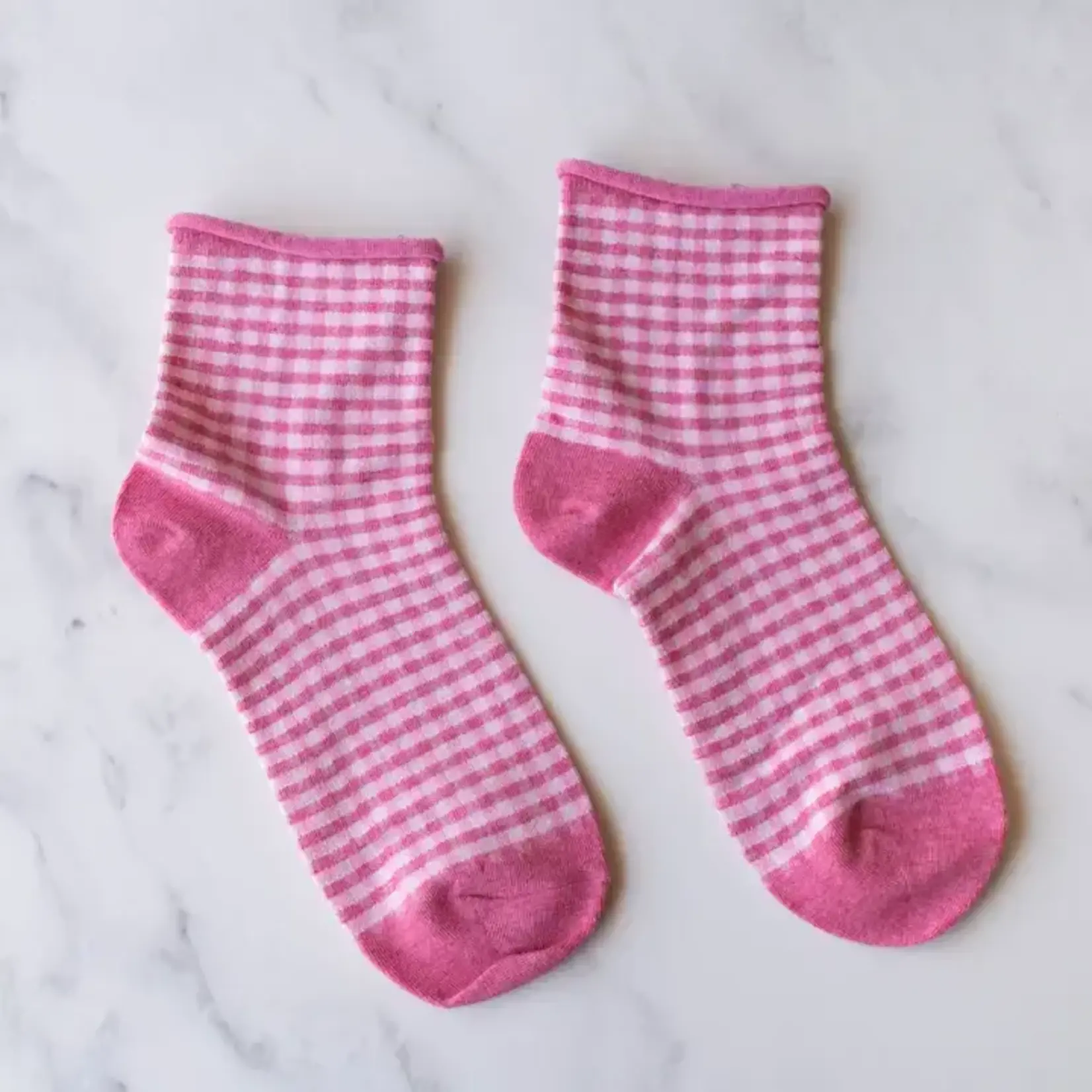 Tiepology Picnic Mid Crew Socks - Pink