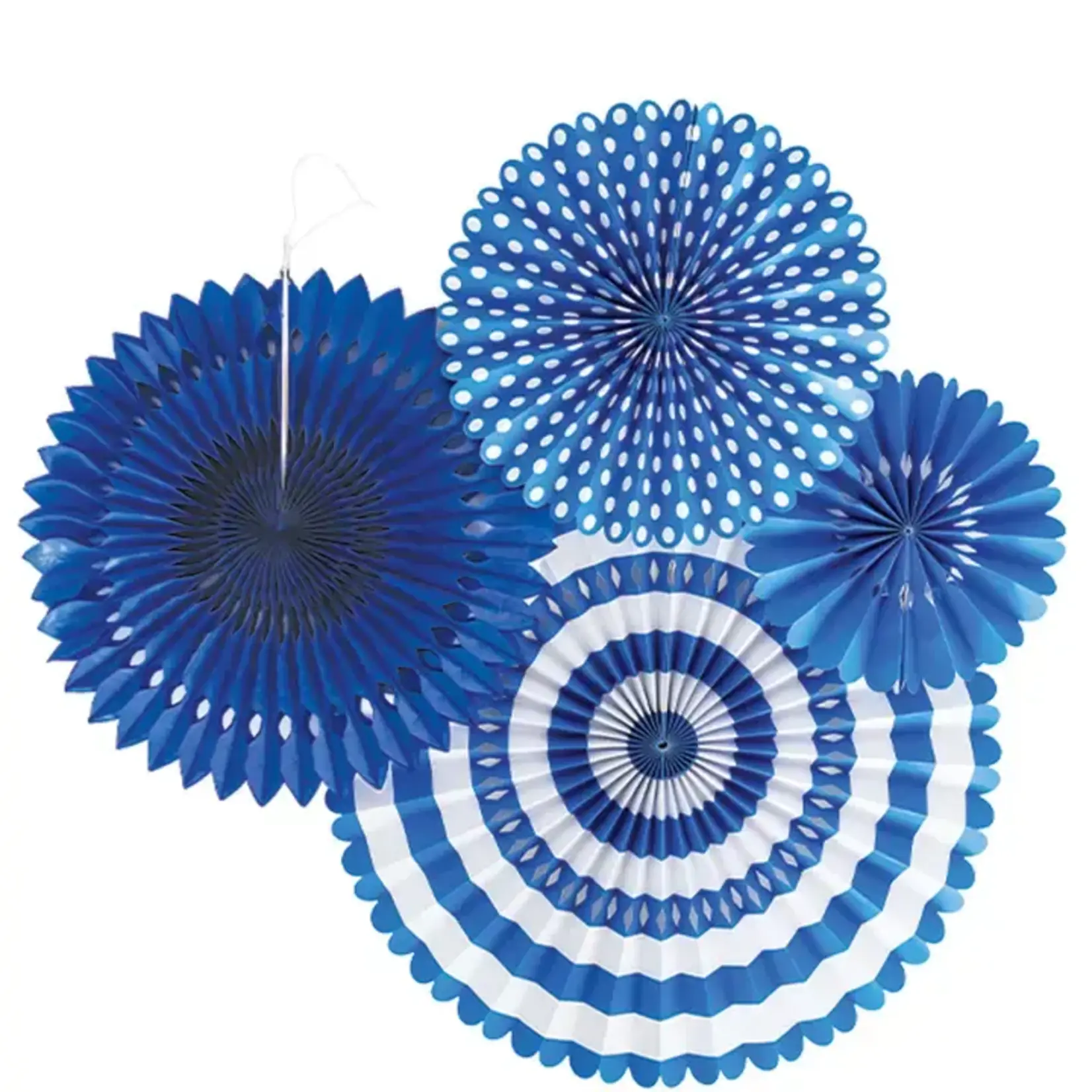 My Mind's Eye Blue and White Party Fan Set