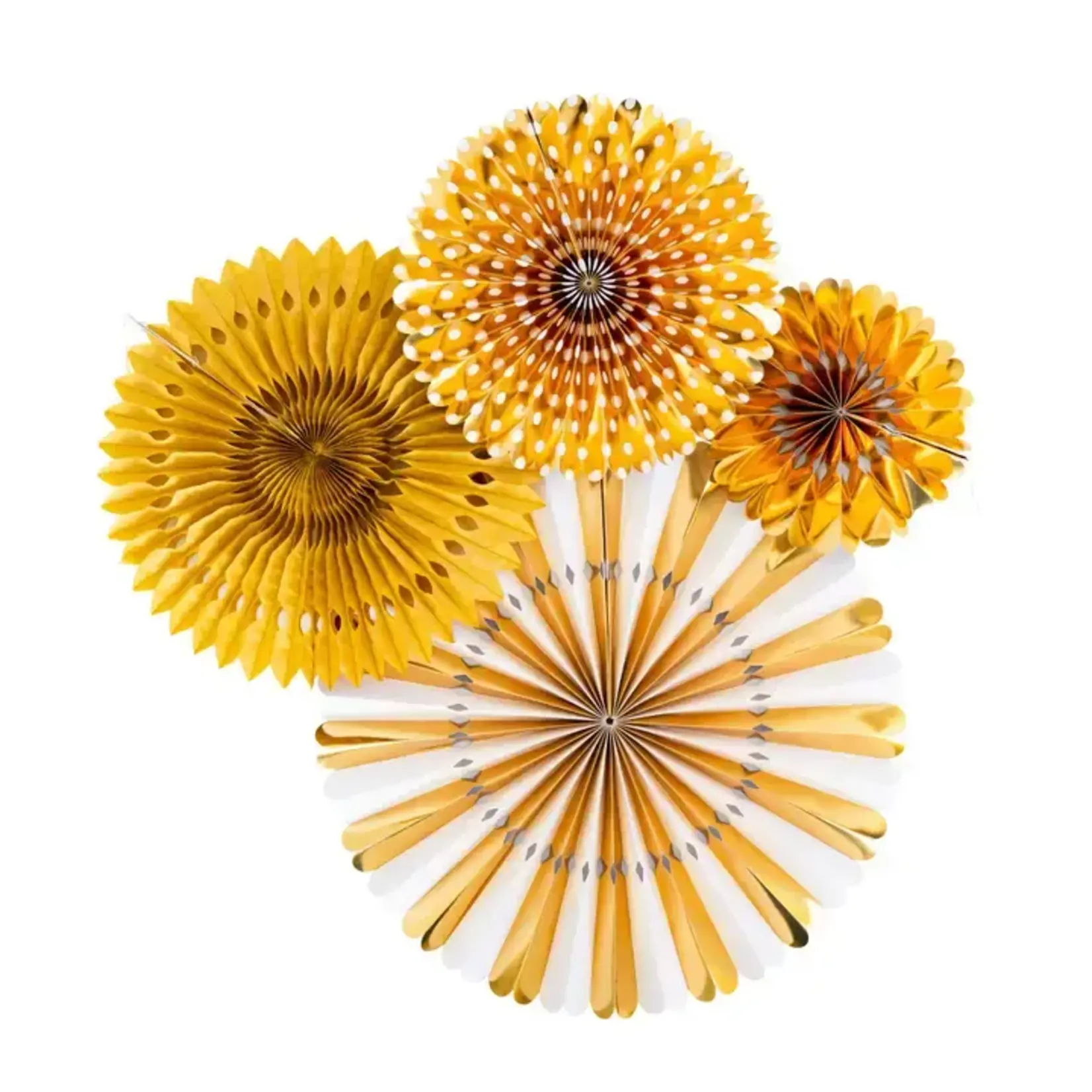 My Mind's Eye Gold and White Party Fan Set