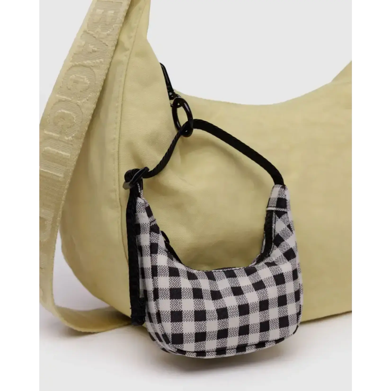 Baggu Crescent Bag Charm - Black and White Gingham