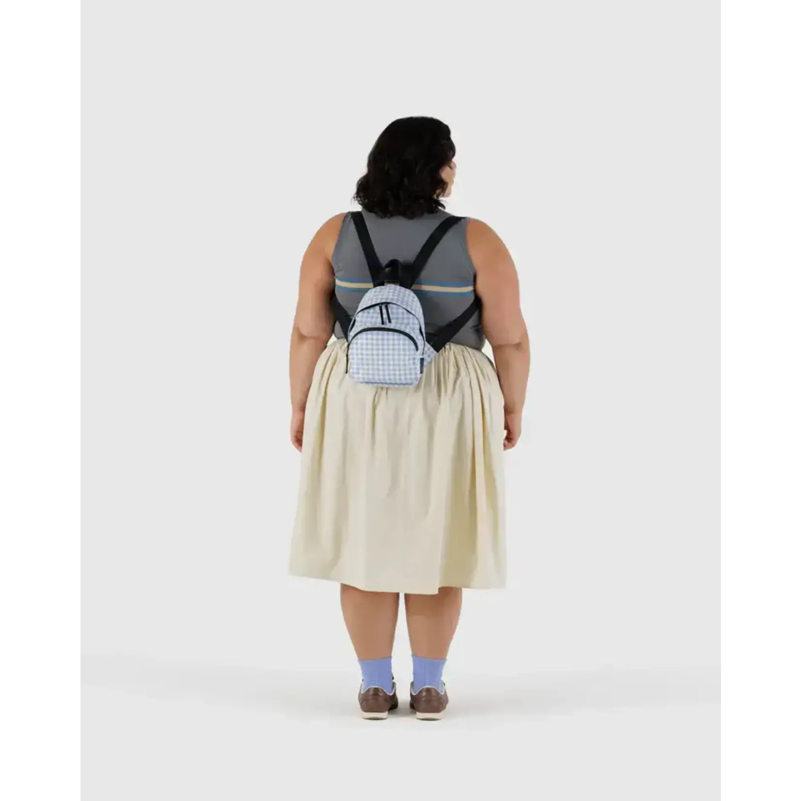 Baggu Mini Nylon Backpack - Light Blue Gingham