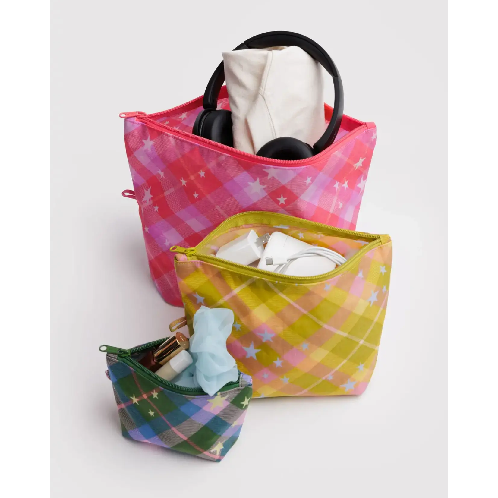 Baggu Go Pouch Set - Star Plaid