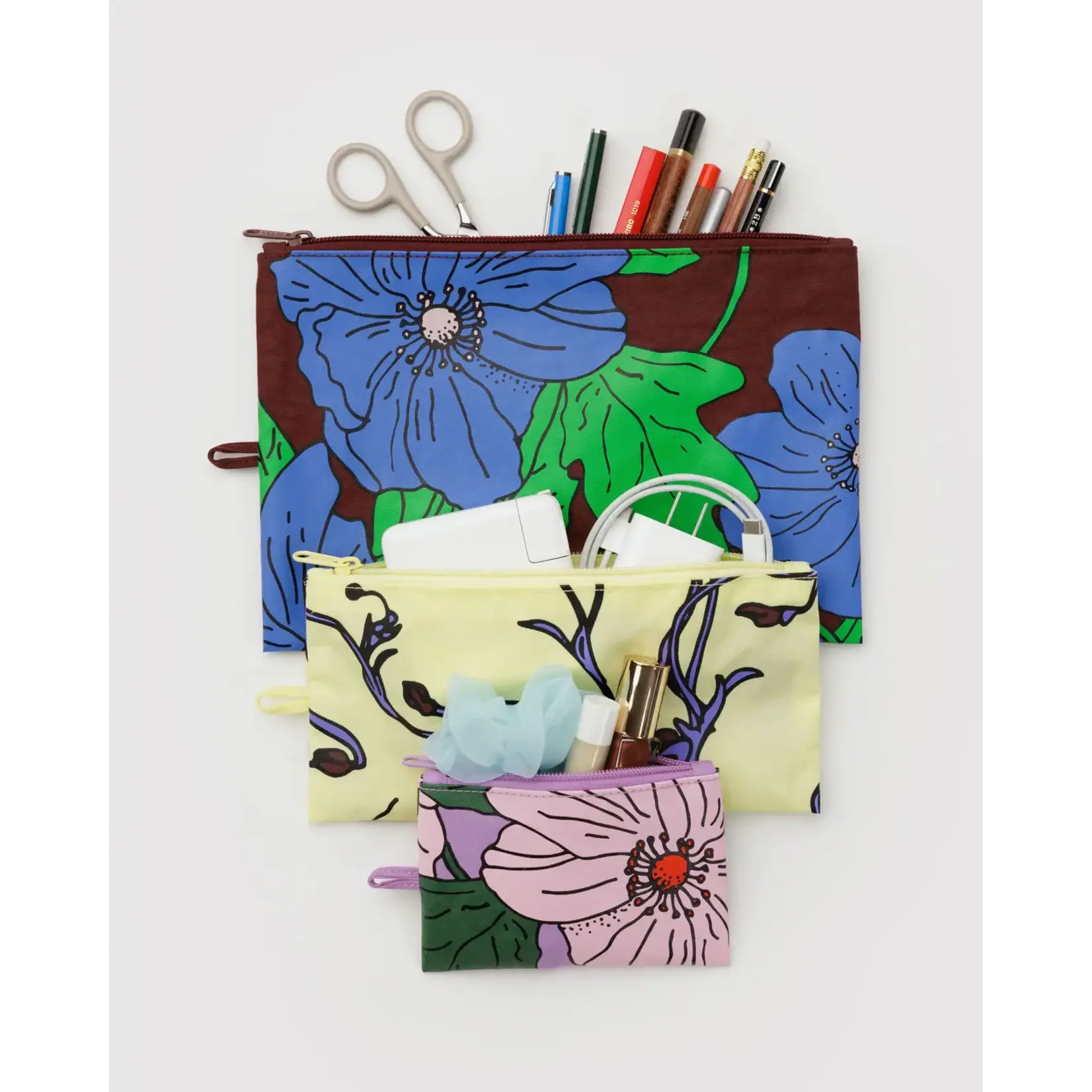 Baggu Flat Pouch Set - Poppy Mix
