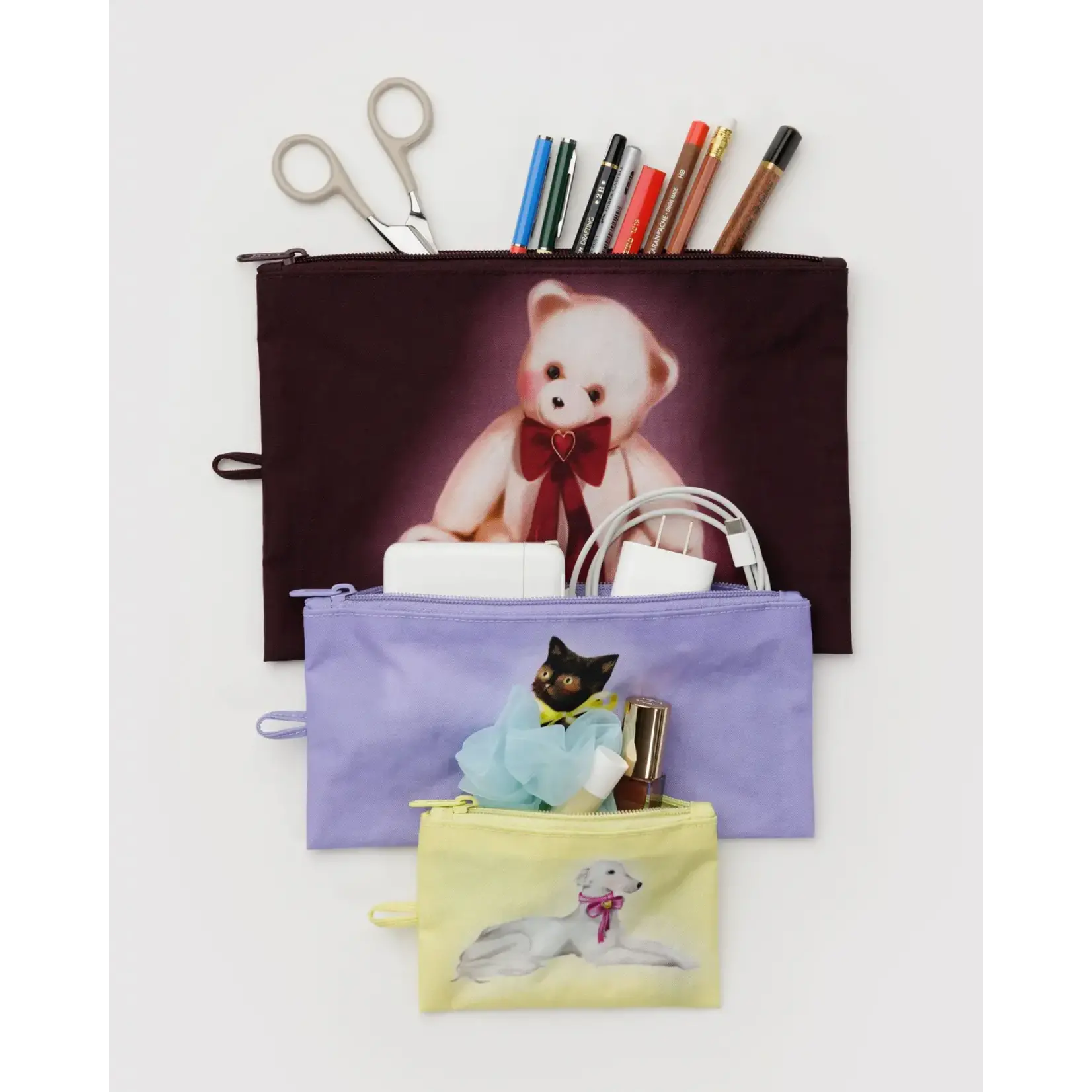 Baggu Flat Pouch Set - Fancy Animals