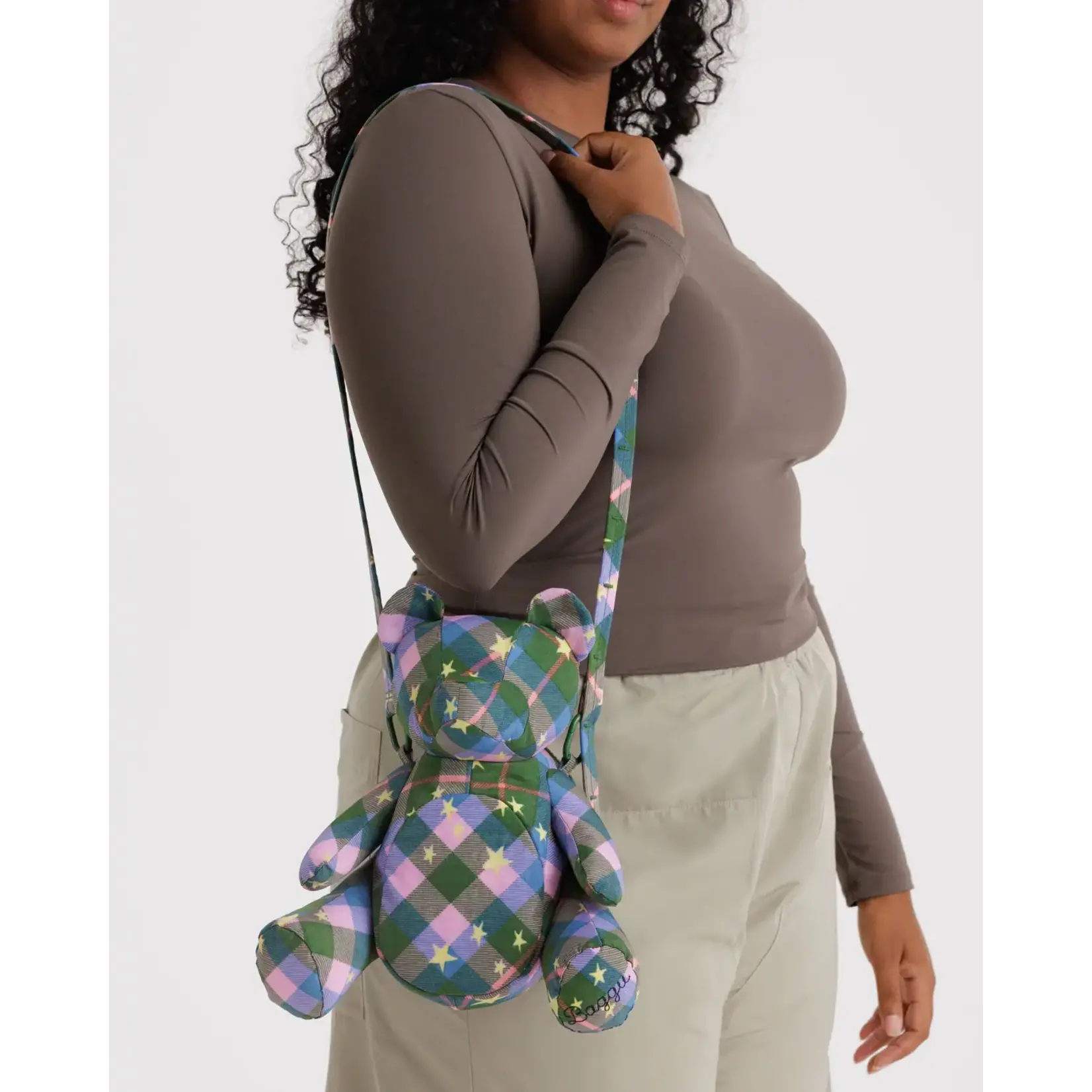 Baggu Bear Bag - Green Star Plaid