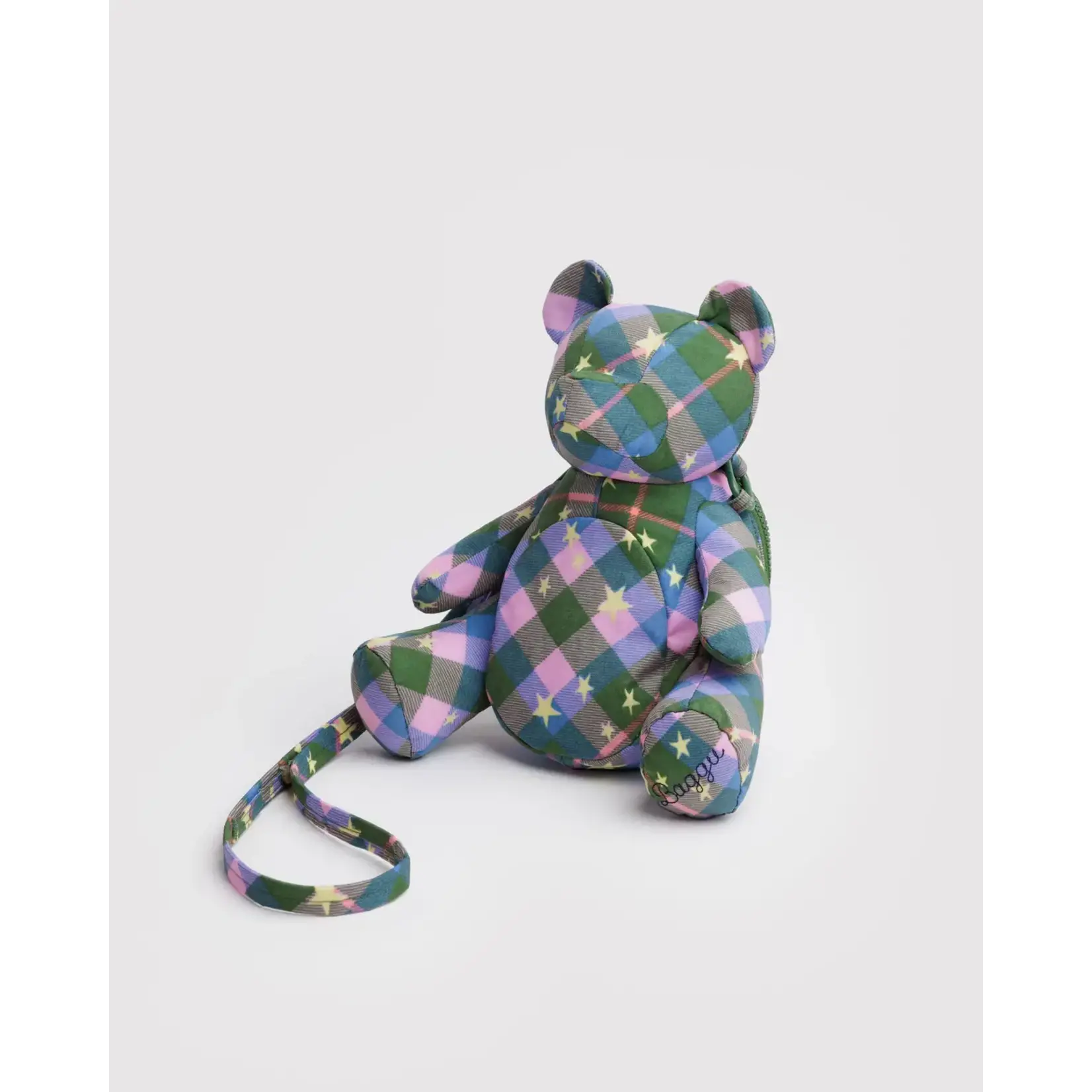 Baggu Bear Bag - Green Star Plaid
