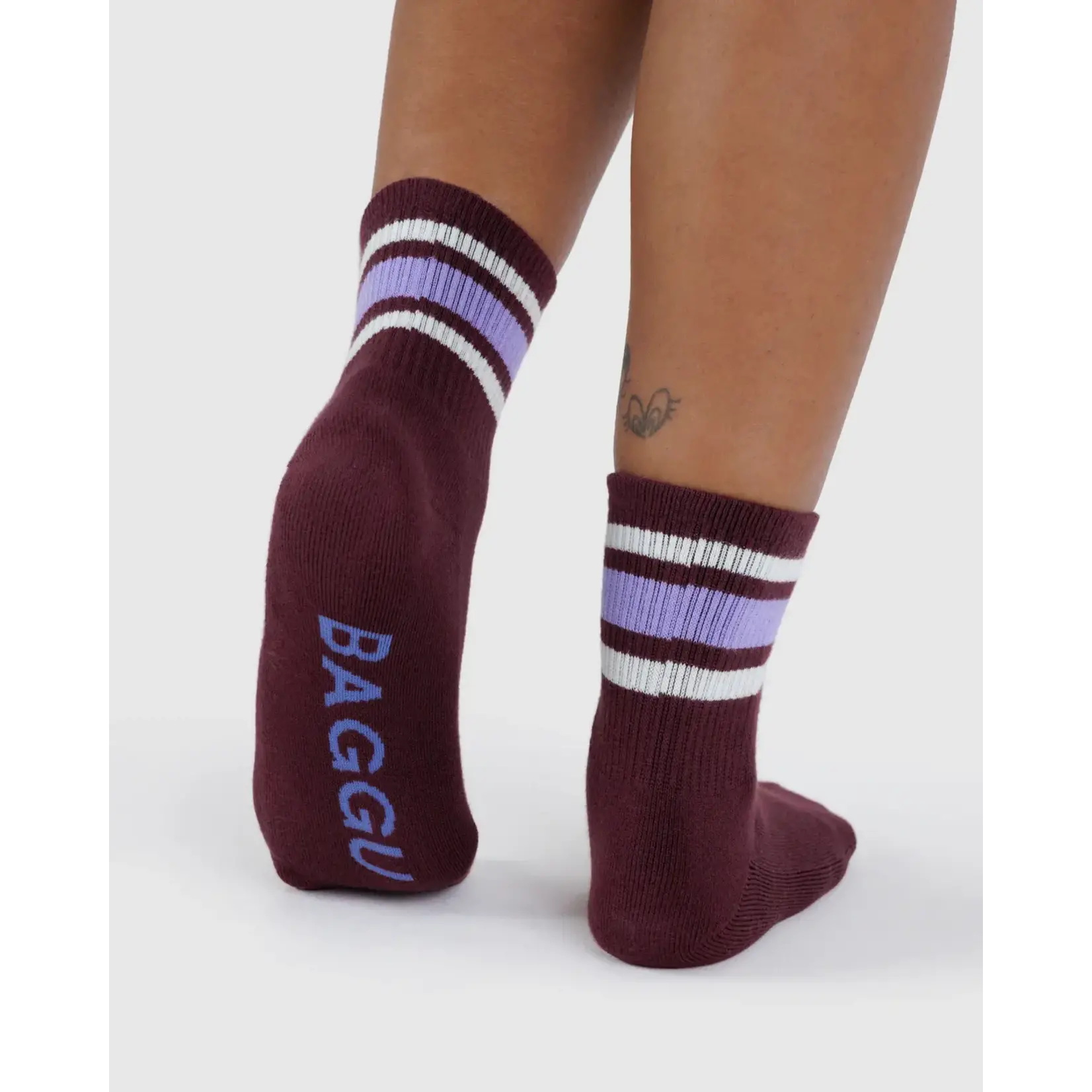 Baggu Ribbed Sock - Mahogany Stripe