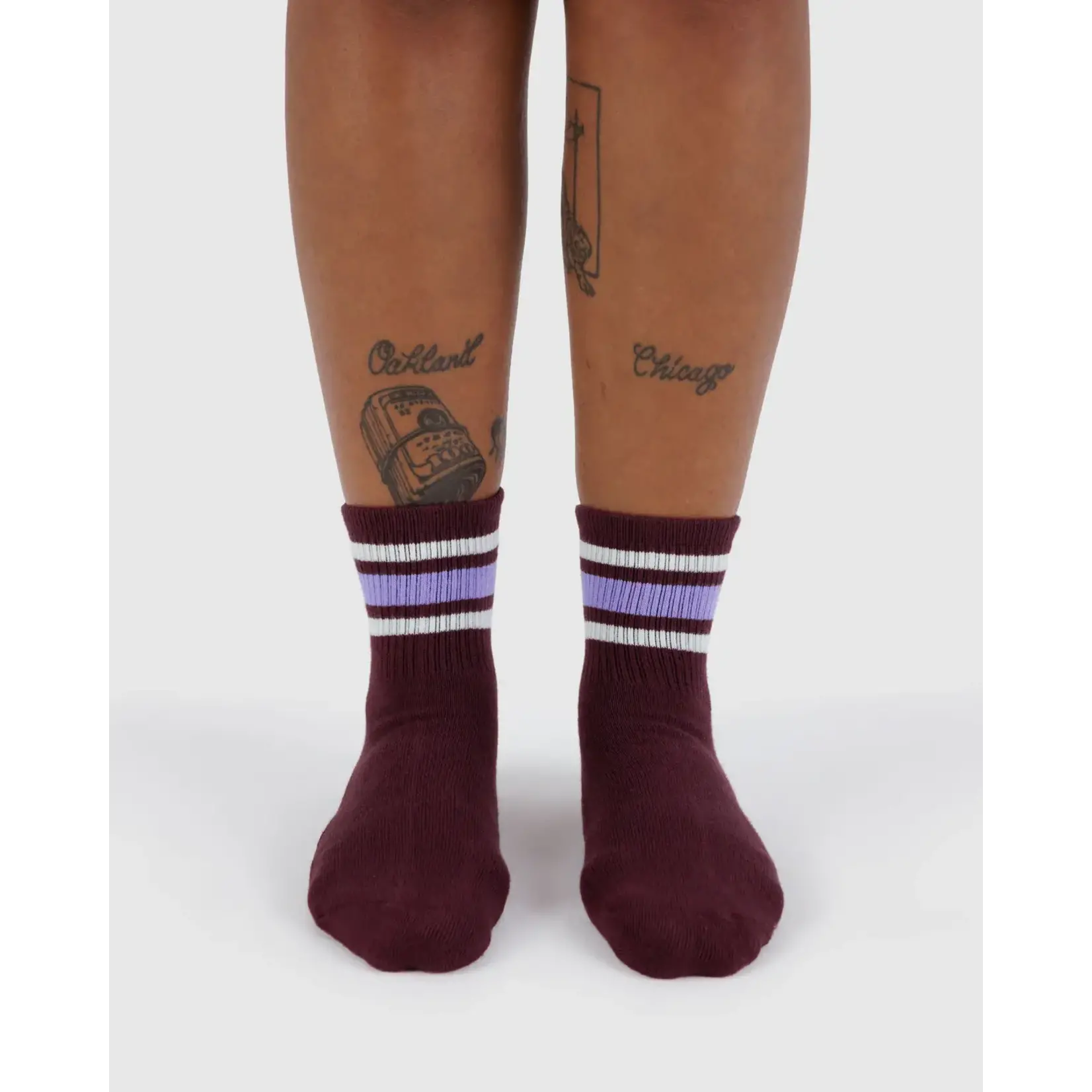 Baggu Ribbed Sock - Mahogany Stripe