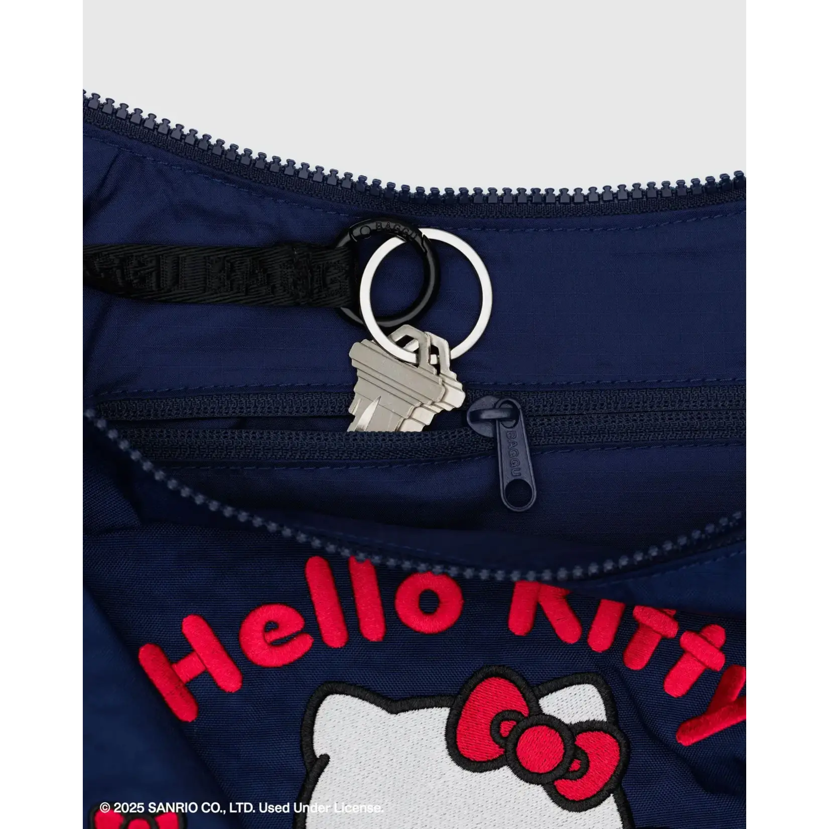 Baggu Medium Nylon Crescent Bag - Embroidered Hello Kitty & Teddy