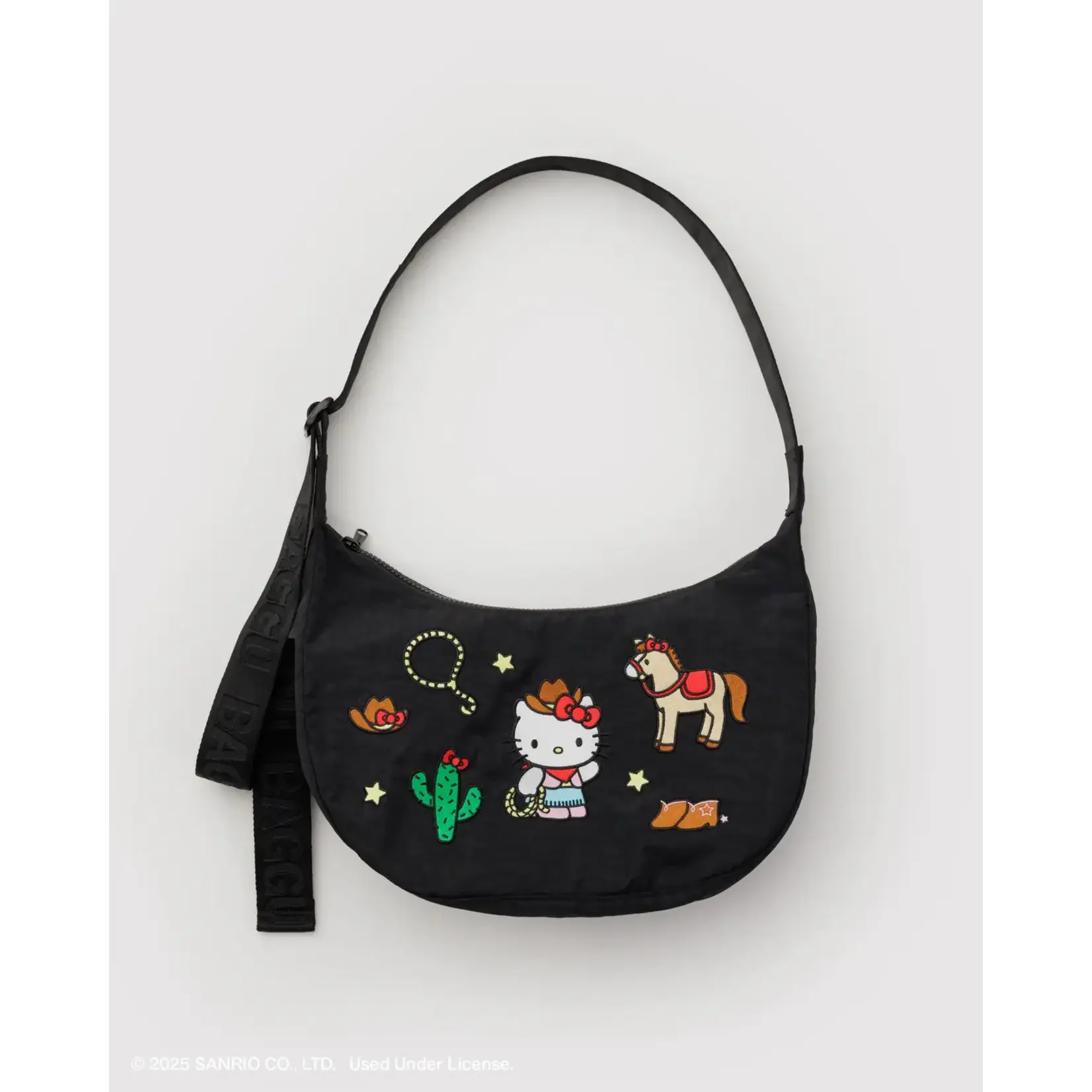 Baggu Medium Nylon Crescent Bag - Embroidered Hello Kitty Western
