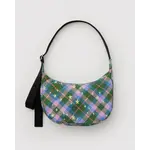 Baggu Medium Nylon Crescent Bag - Green Star Plaid