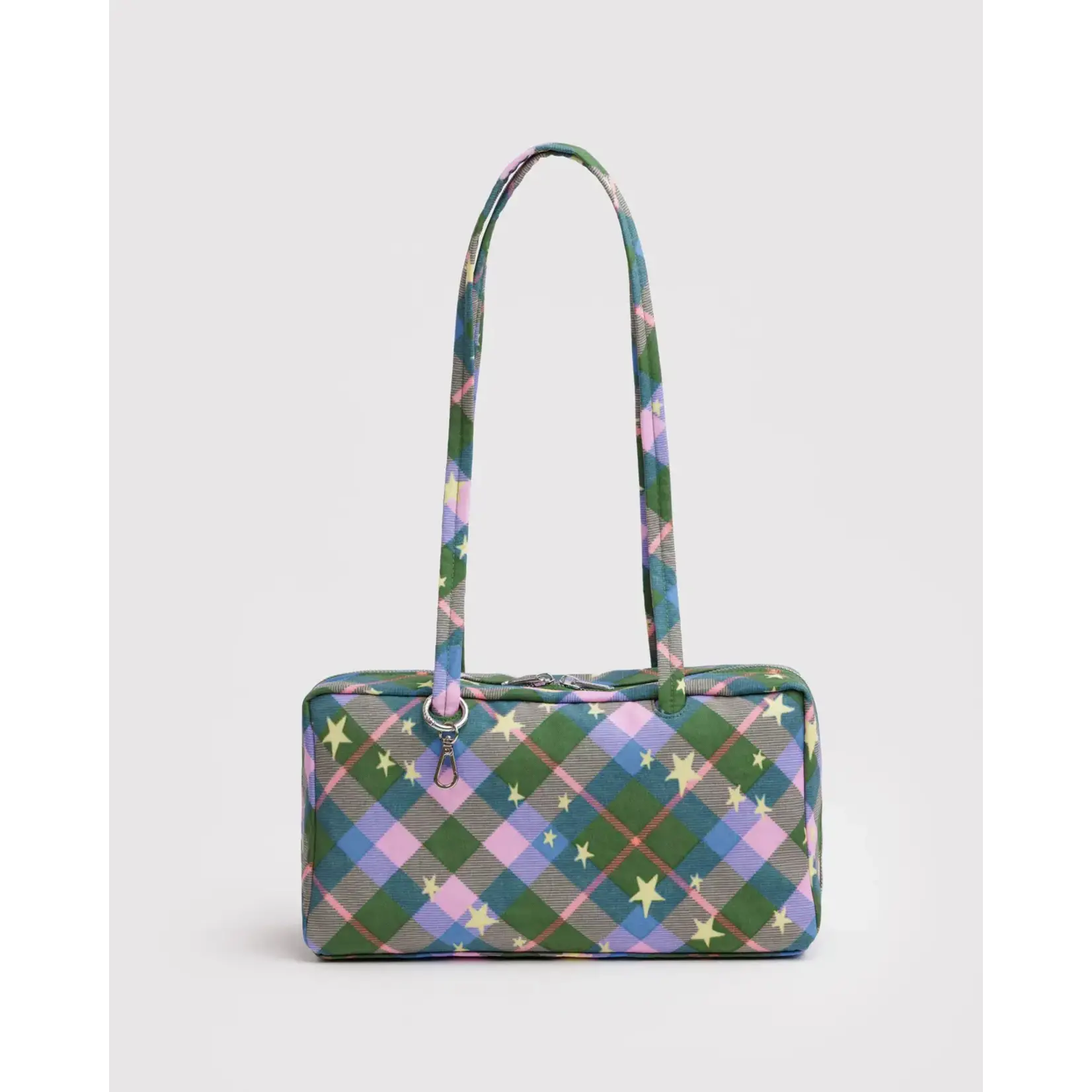 Baggu Nylon Bowler Bag - Green Star Plaid