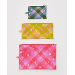 Baggu Flat Pouch Set - Star Plaid