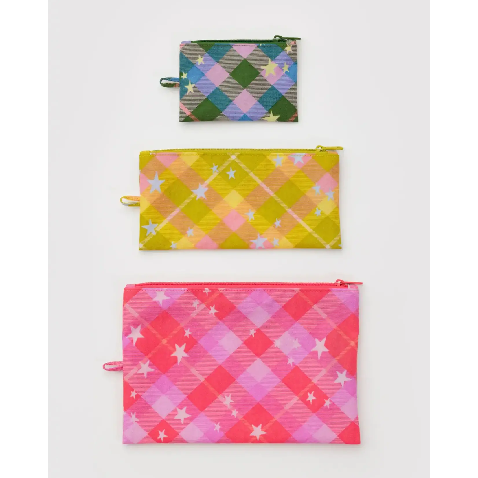 Baggu Flat Pouch Set - Star Plaid