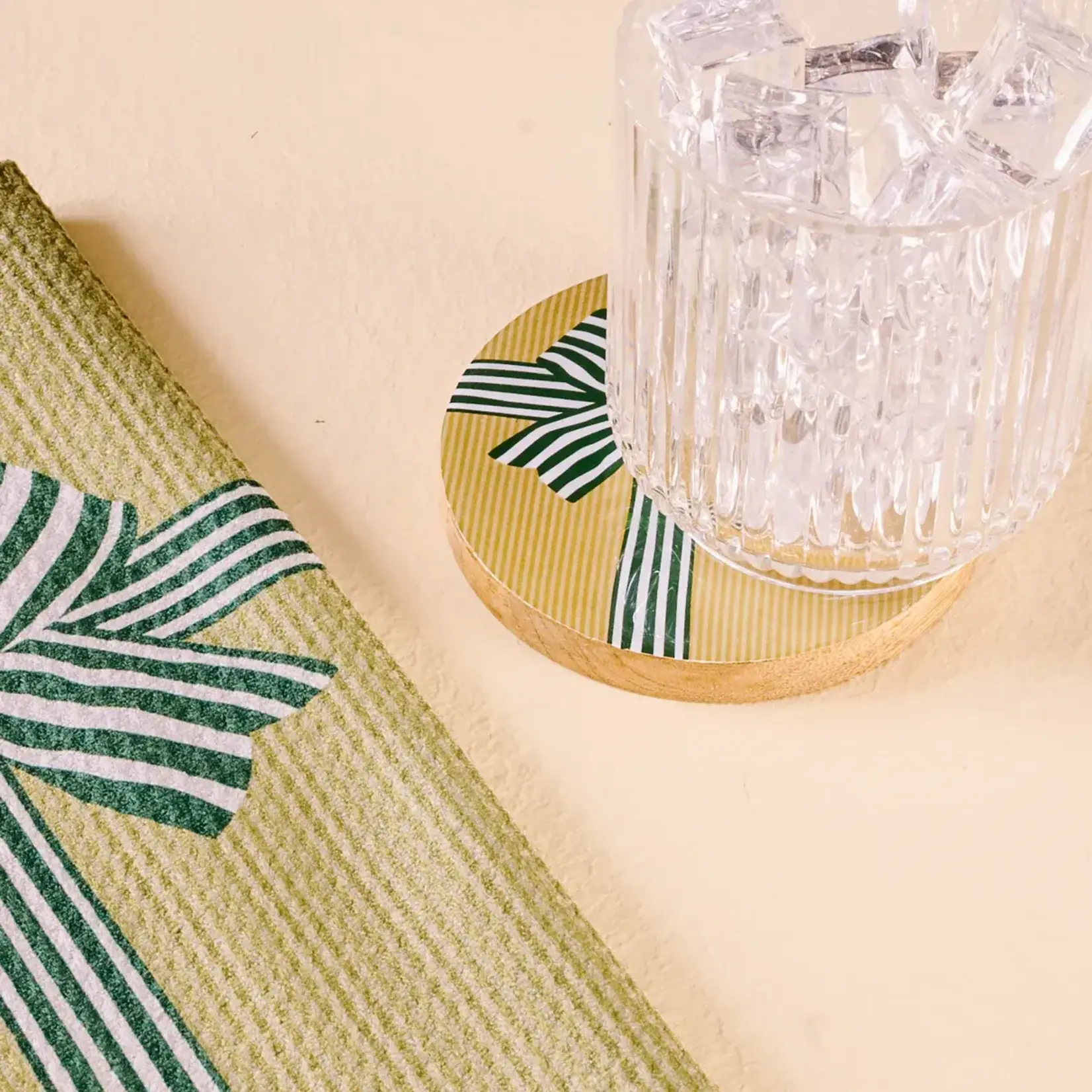 The Darling Effect Wood Enamel Coaster - Holiday Bow Gift Green