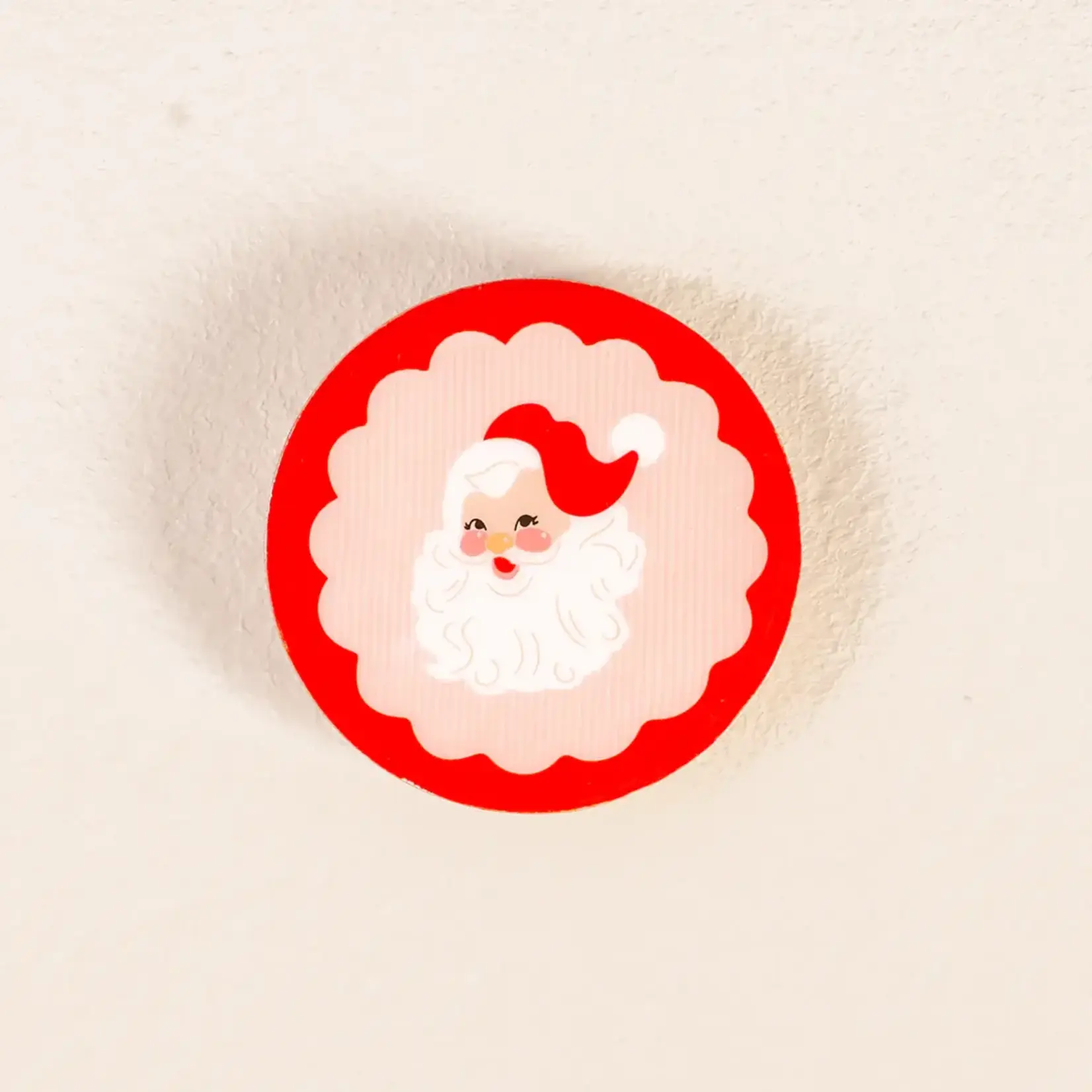 The Darling Effect Wood Enamel Coaster - Holly Jolly Santa