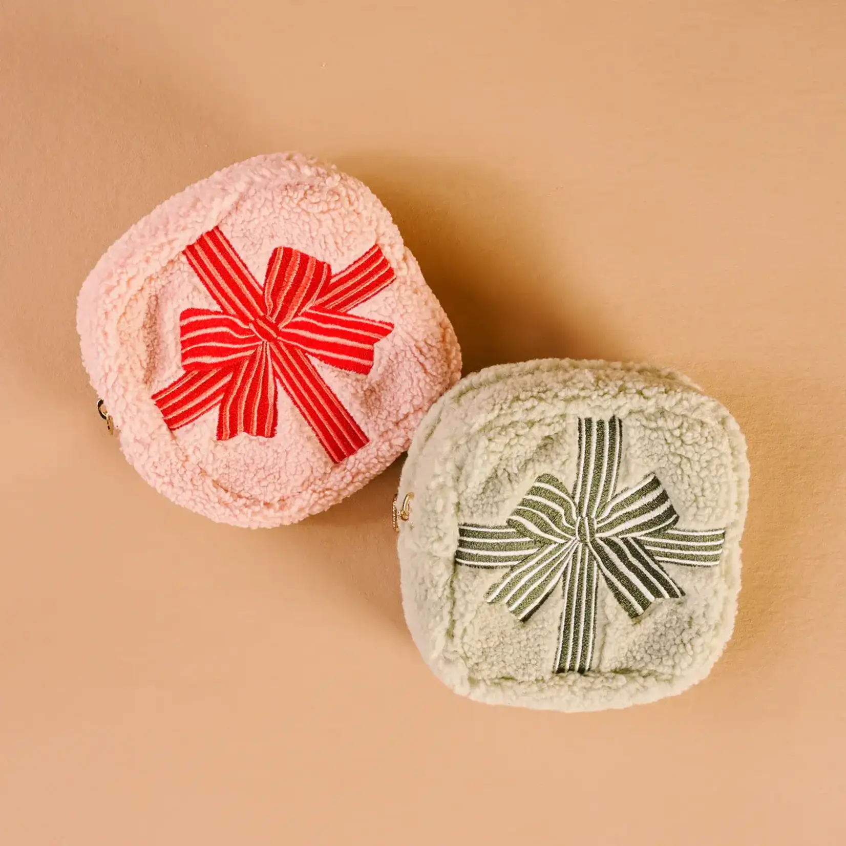 The Darling Effect Square Teddy Pouch - Holiday Gift Bow Red