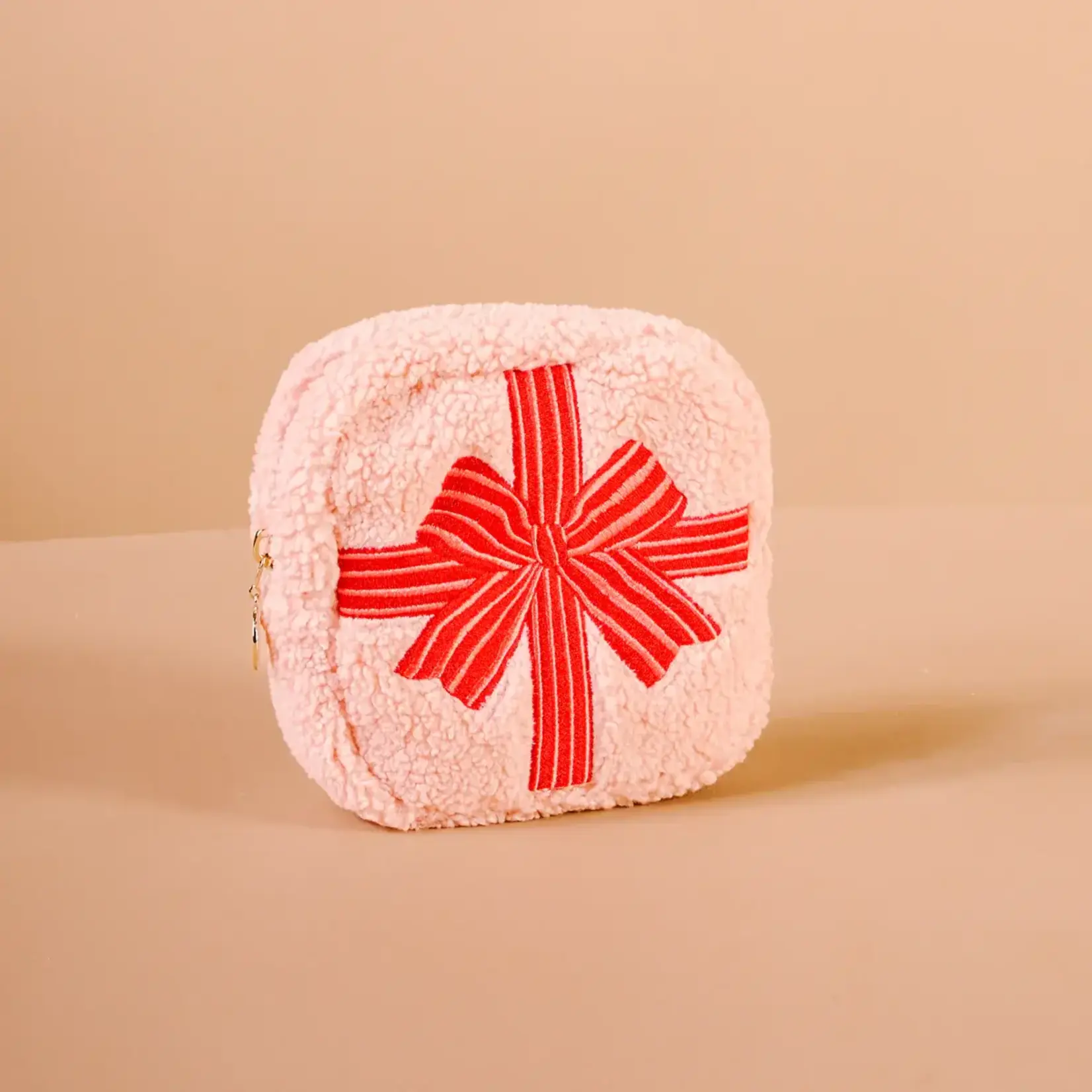 The Darling Effect Square Teddy Pouch - Holiday Gift Bow Red