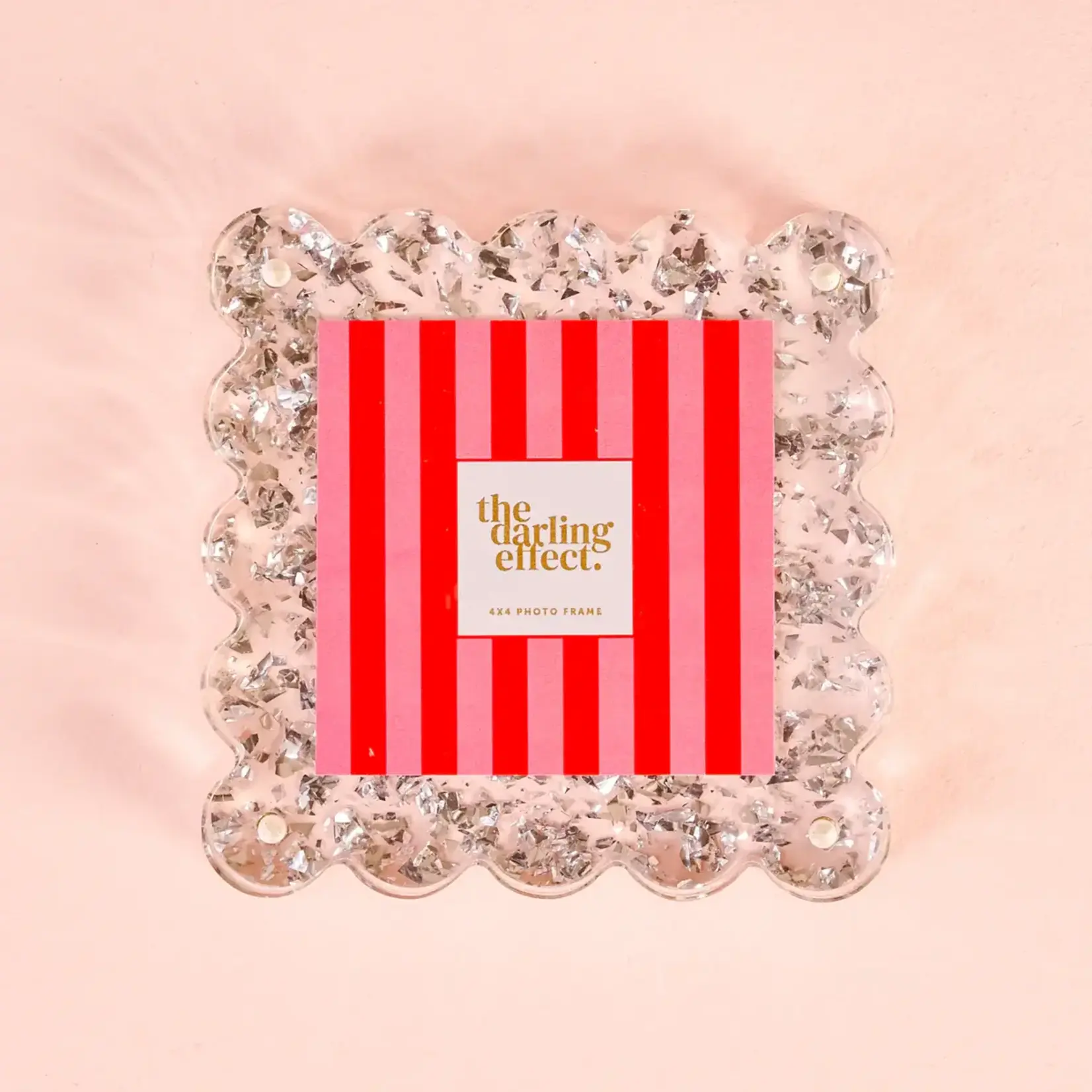 The Darling Effect Square Scalloped Acrylic Frame - Silver Glitter