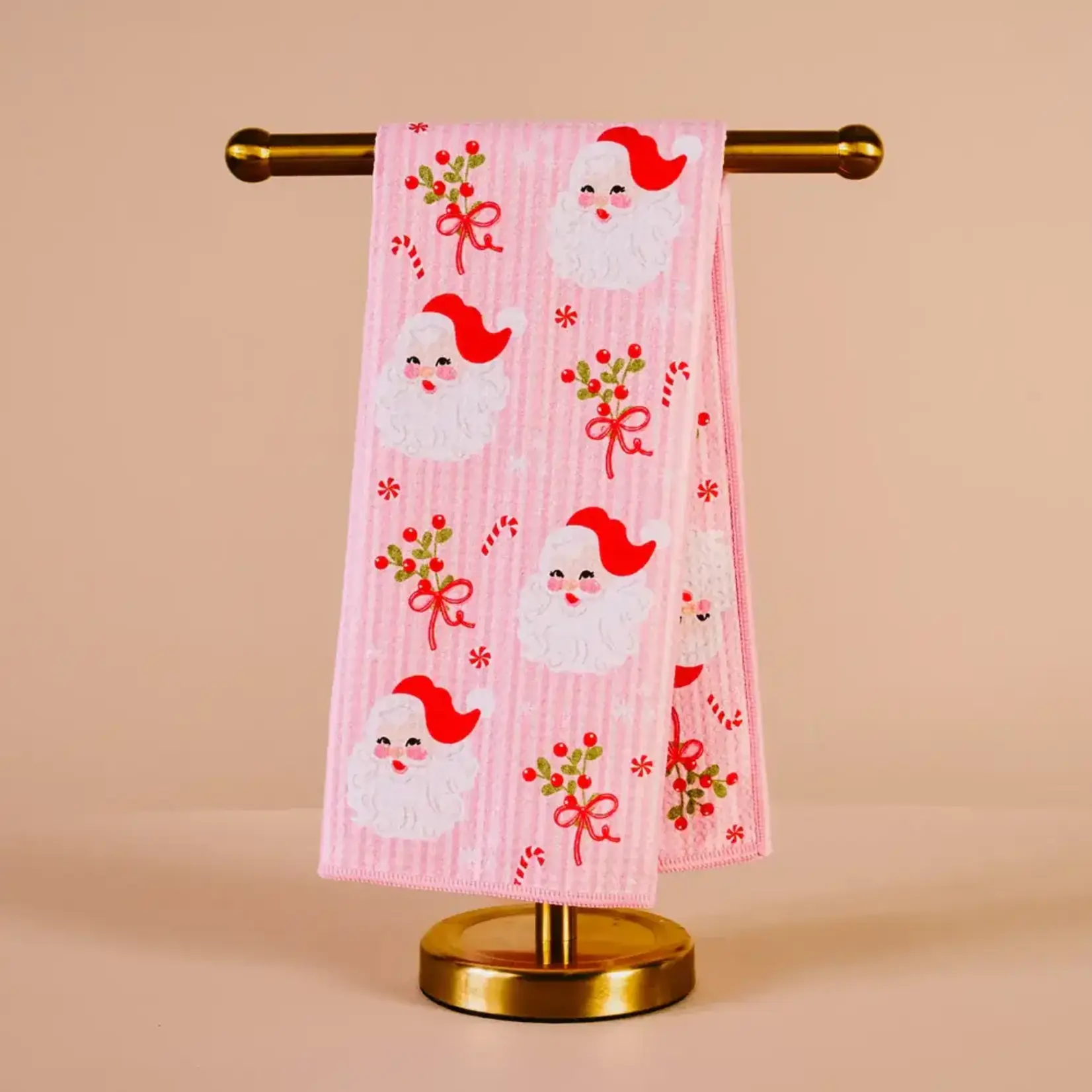 The Darling Effect Waffle Tea Towel - Holly Jolly Santa