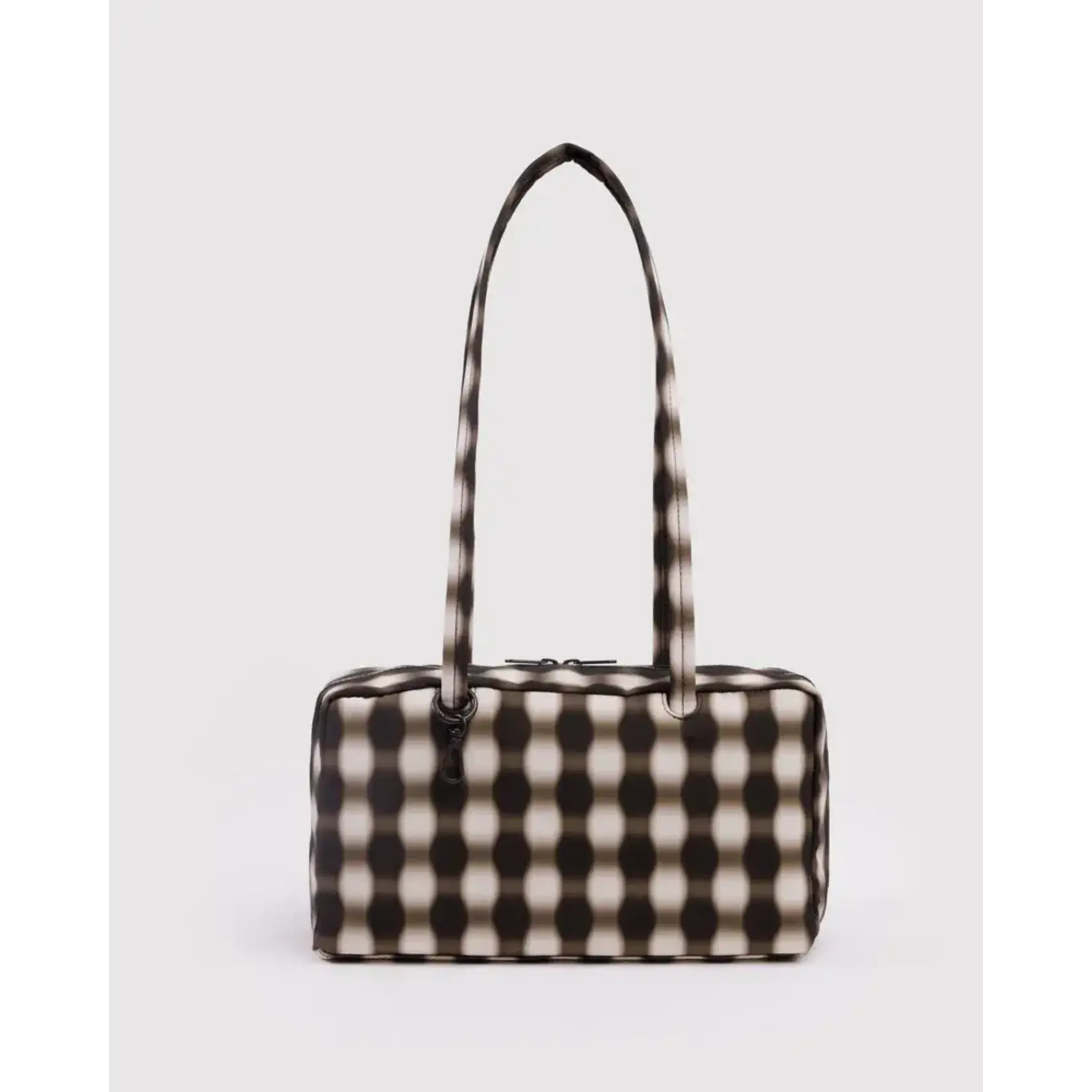 Baggu Nylon Bowler Bag - Blurred Gingham Brown
